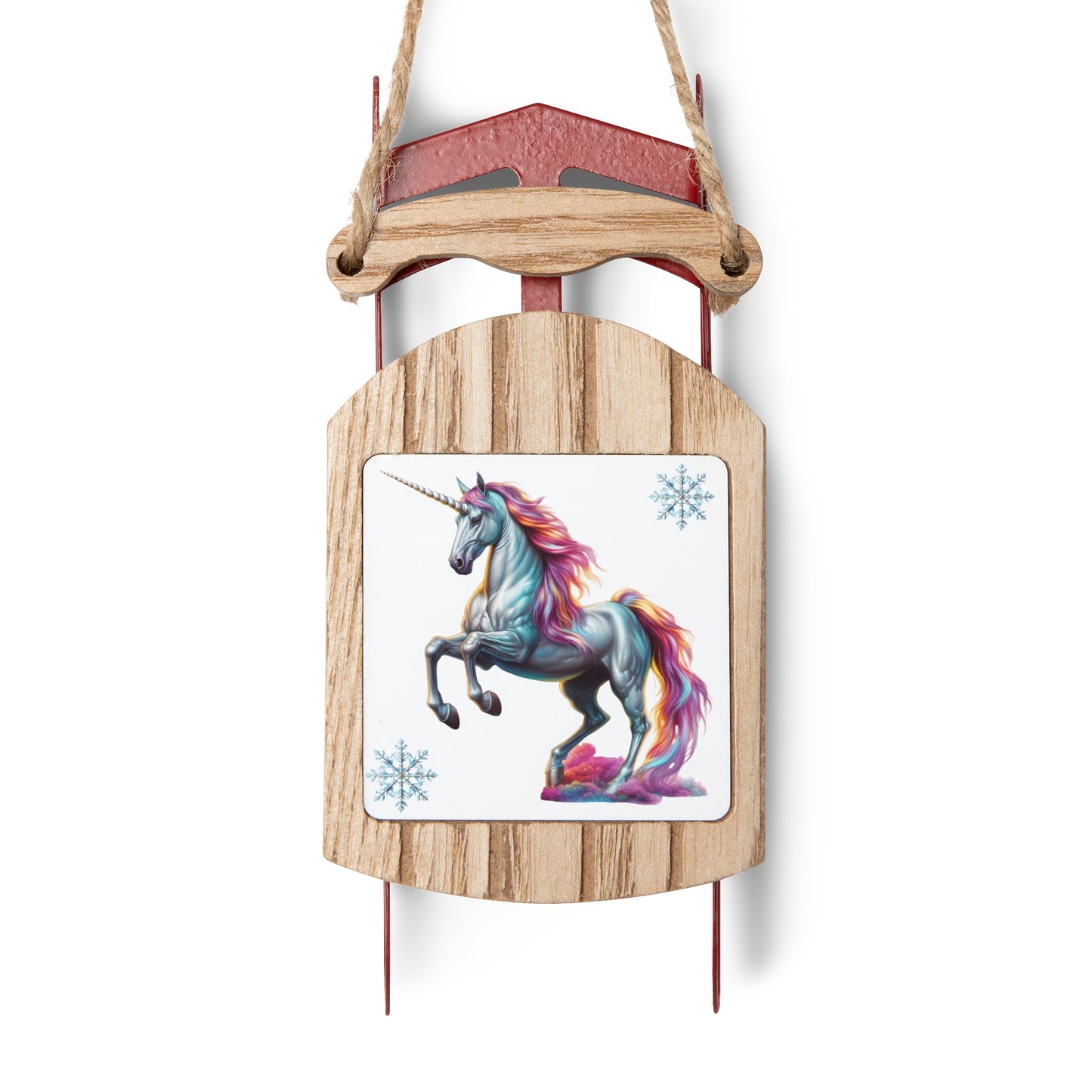 Christmas Fairy Unicorn Sled Ornaments