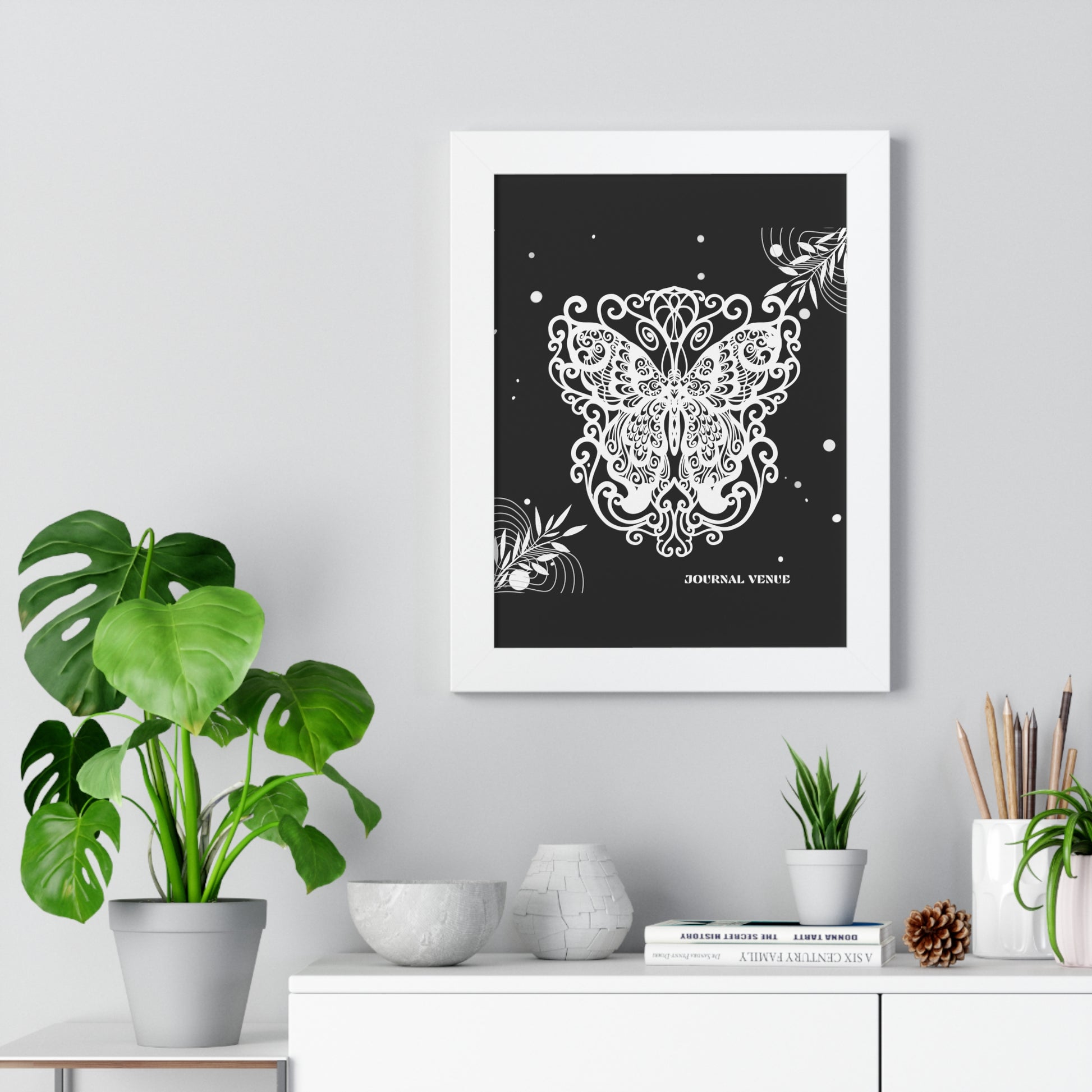 Ethereal Royal Butterfly Framed Vertical Wall Art Poster - JOURNAL VENUE