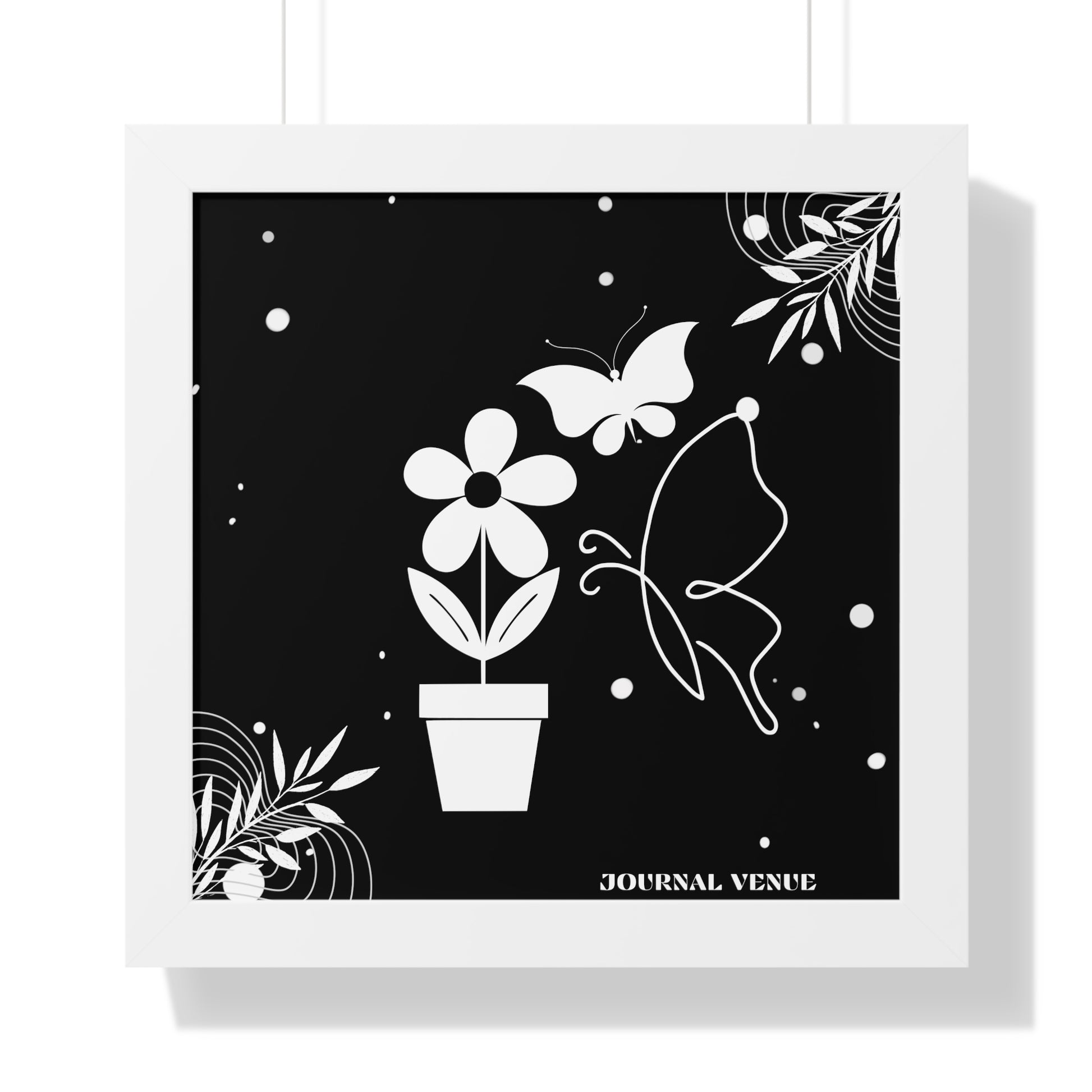 Butterfly & Flower Pot Framed Vertical Wall Art  Poster - JOURNAL VENUE