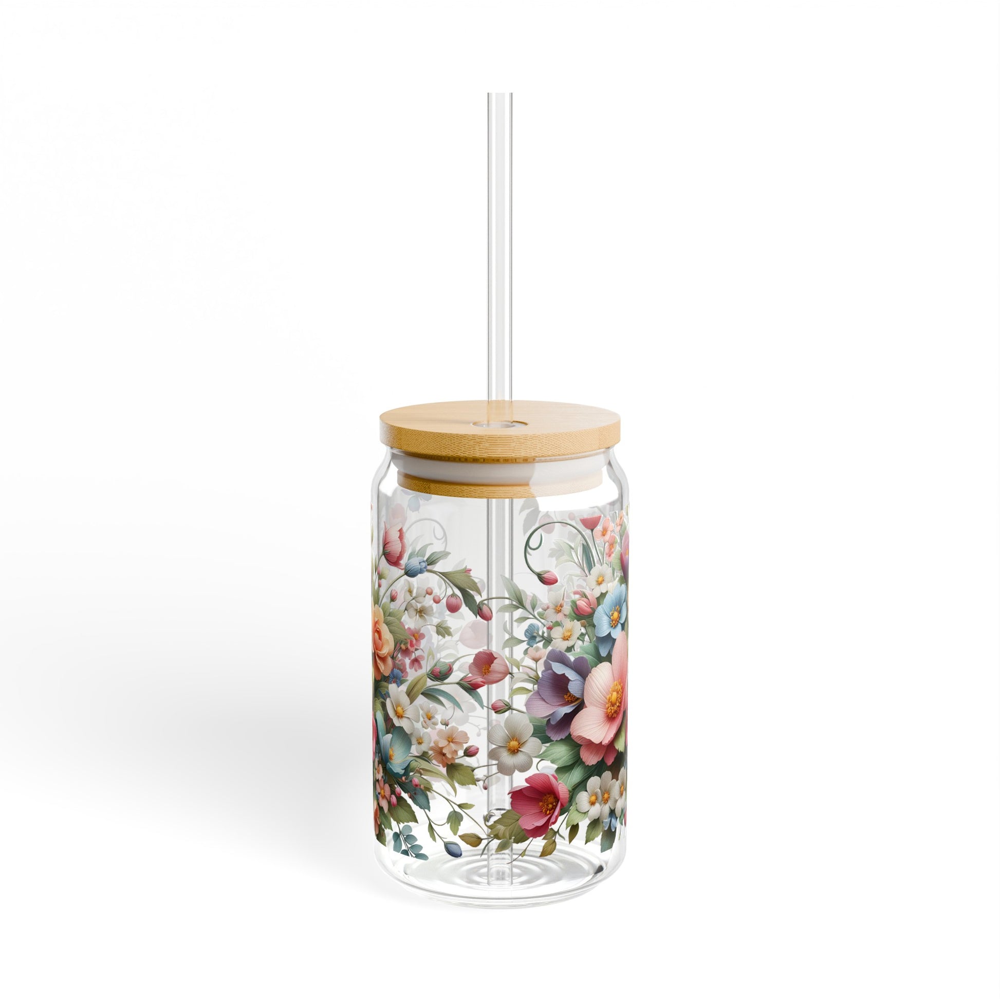 Spring Floral Coffee Glass Tumbler, 16oz - JOURNAL VENUE