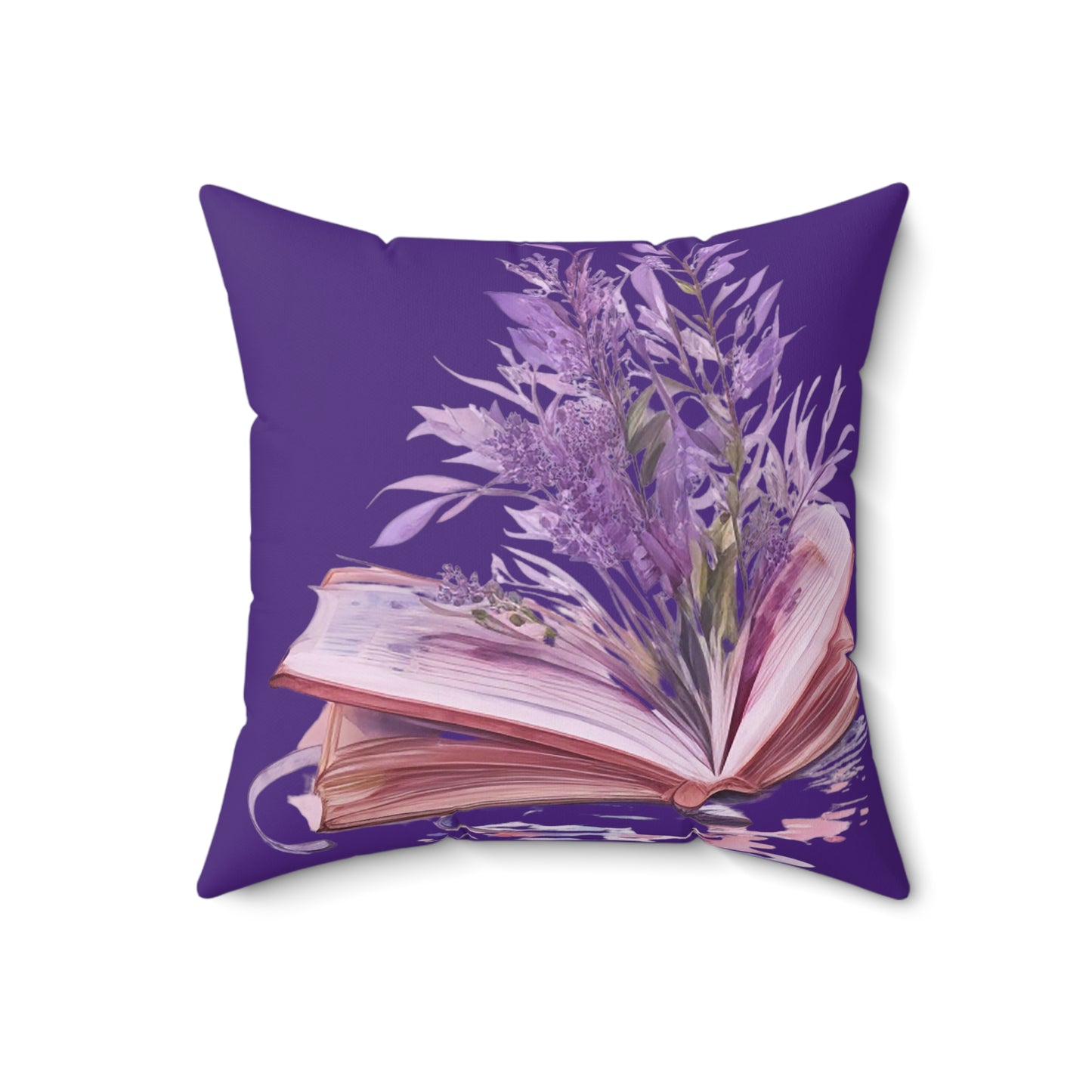 Royal Purple Floral Book Square Pillow