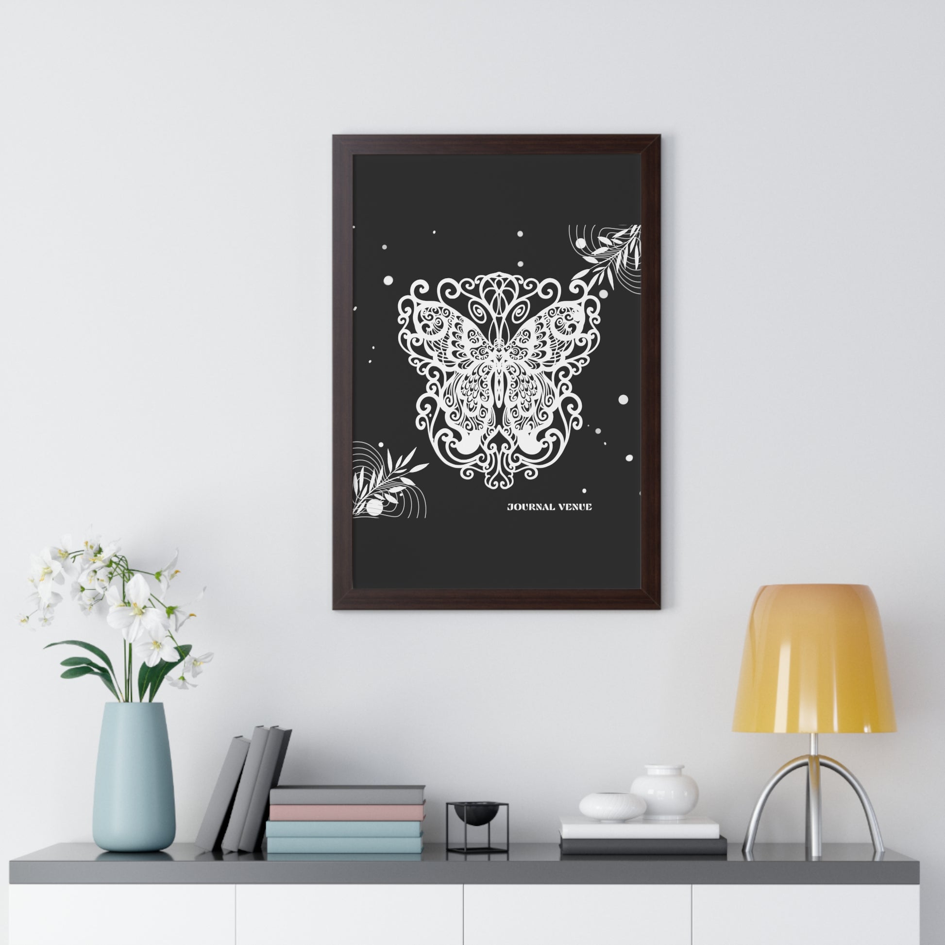 Ethereal Royal Butterfly Framed Vertical Wall Art Poster - JOURNAL VENUE