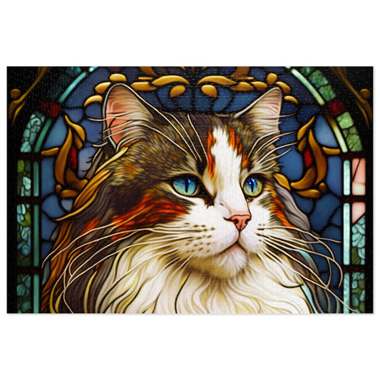 Stained Glass Cat Jigsaw Puzzle -JOURNAL VENUE