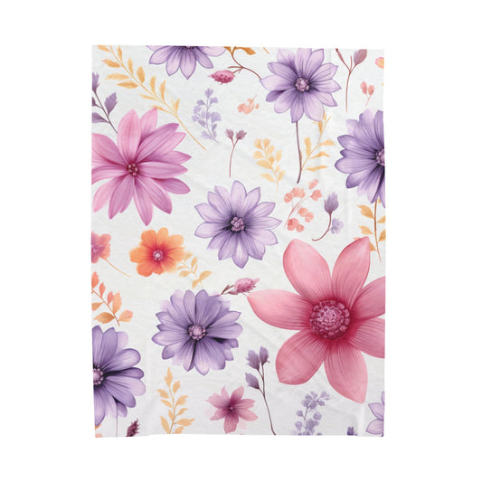 Summer Floral Velveteen Plush Blanket  - JOURNAL VENUE