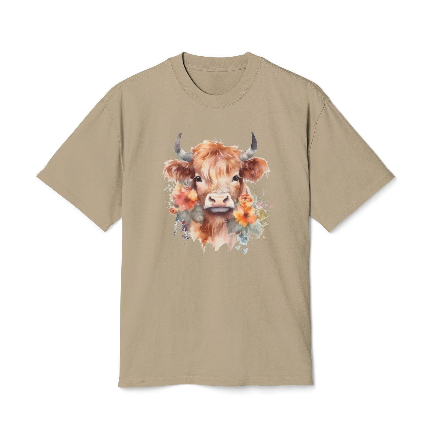 Floral Unisex Highland Cow Heavy Faded T Shirt - JOURNAL VENUE