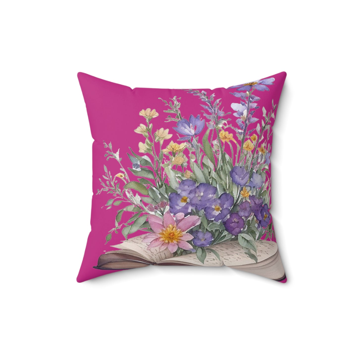 Pink Floral Book Square Pillow - JOURNAL VENUE