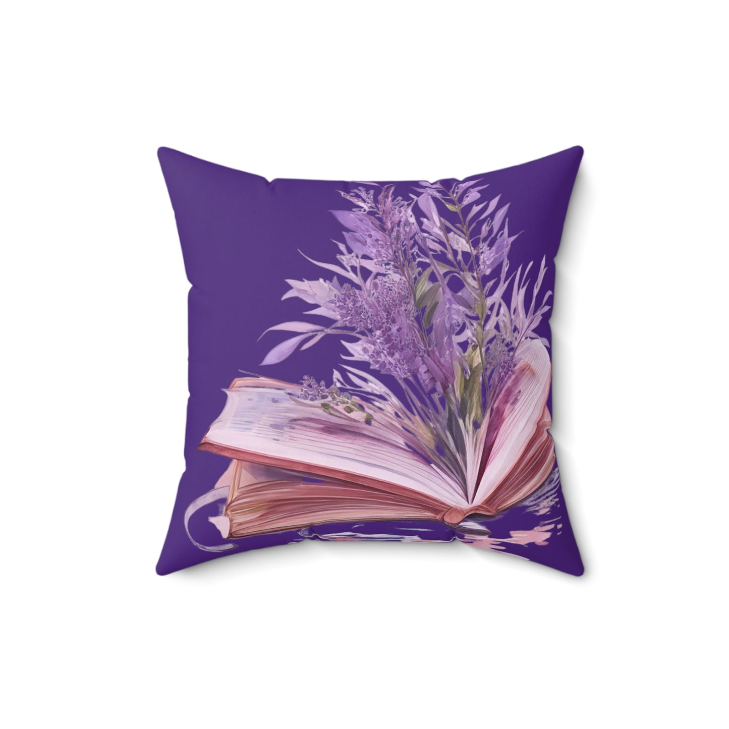 Royal Purple Floral Book Square Pillow