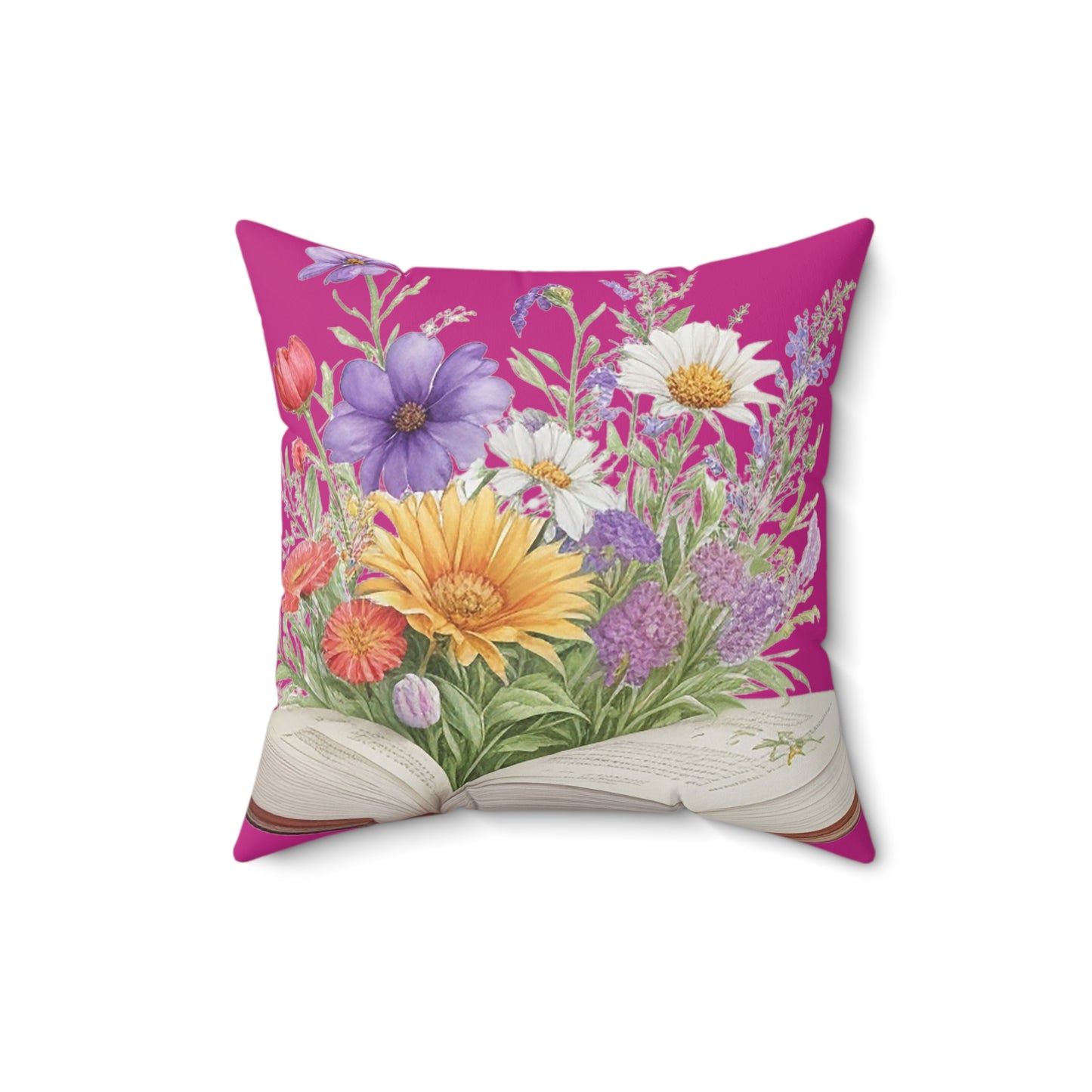 Pink Coquette & Floral Book Square Pillow