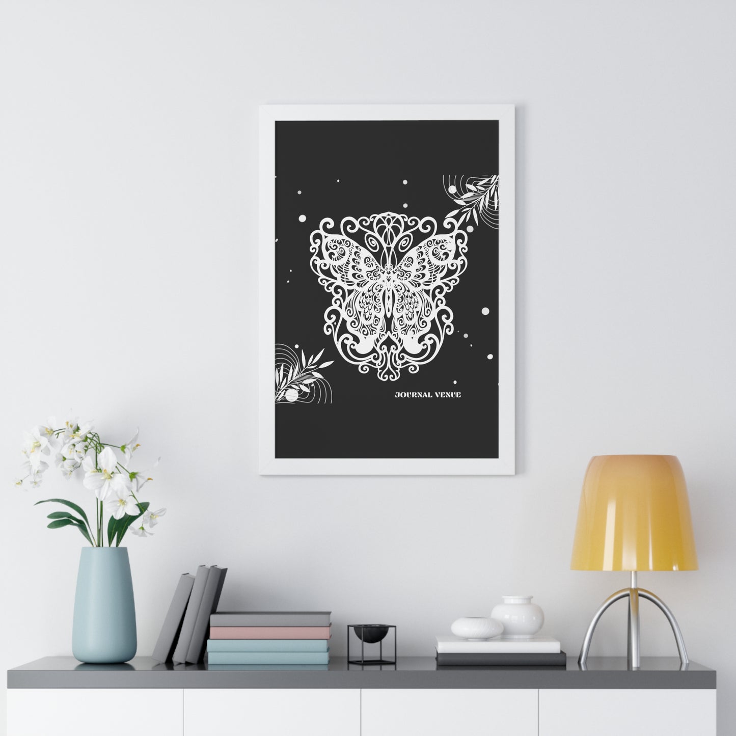 Ethereal Royal Butterfly Framed Vertical Wall Art Poster - JOURNAL VENUE