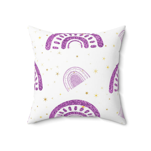 Glittery Purple Rainbow Square Pillow - JOURNAL VENUE