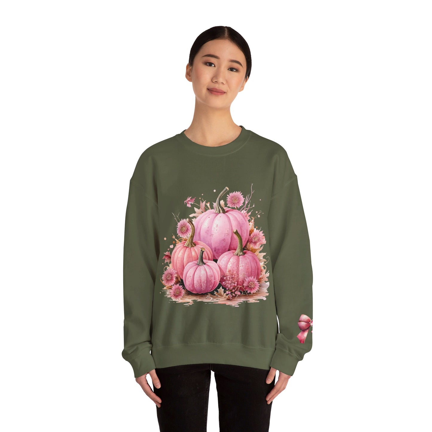 Pink Floral Pumpkin Crewneck Sweatshirt