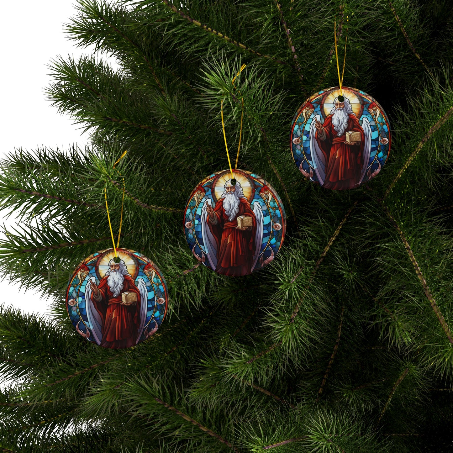 Stained Glass Angel Christmas Ceramic Ornaments