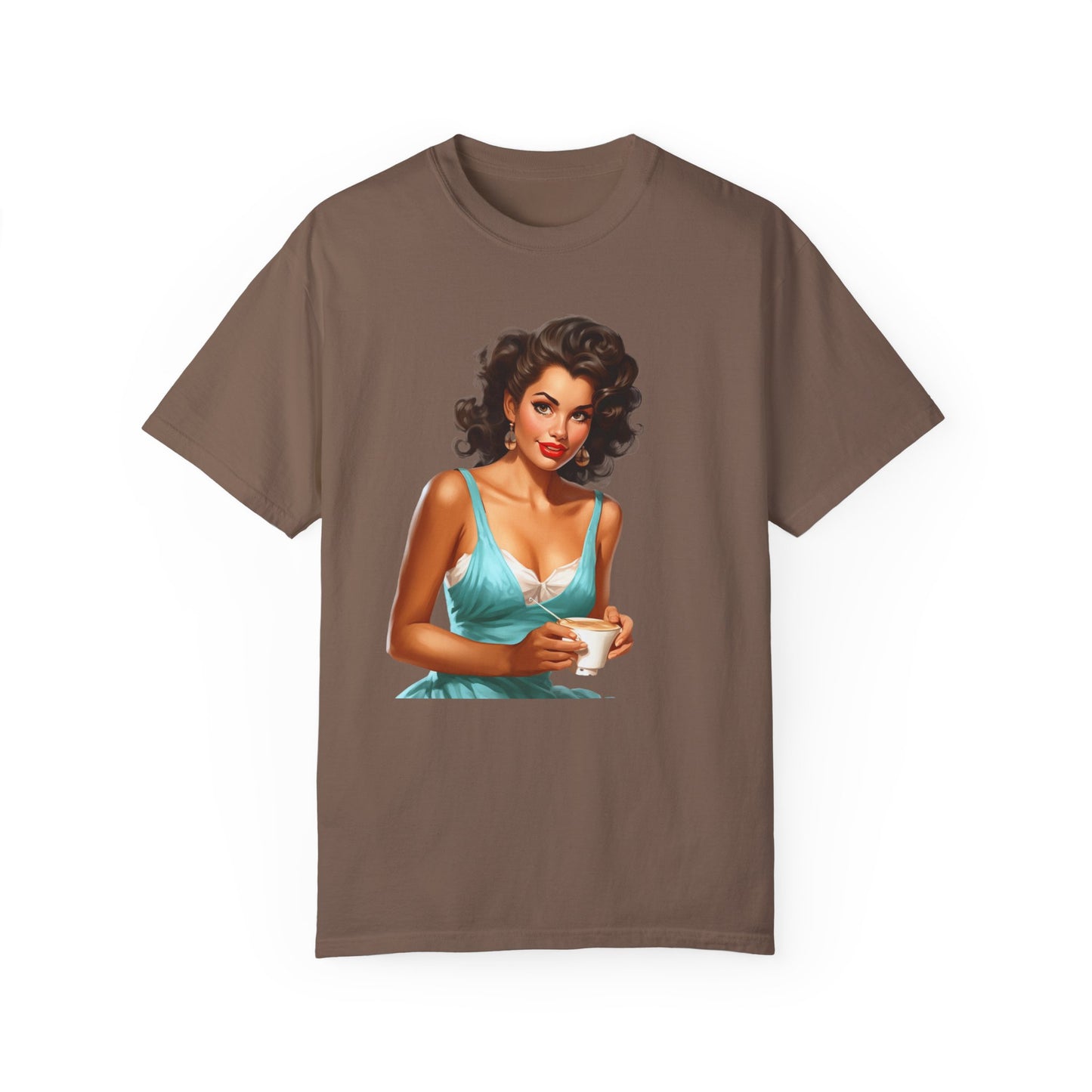 Cute Vintage Pin Up Coffee Girl T-shirt - JOURNAL VENUE