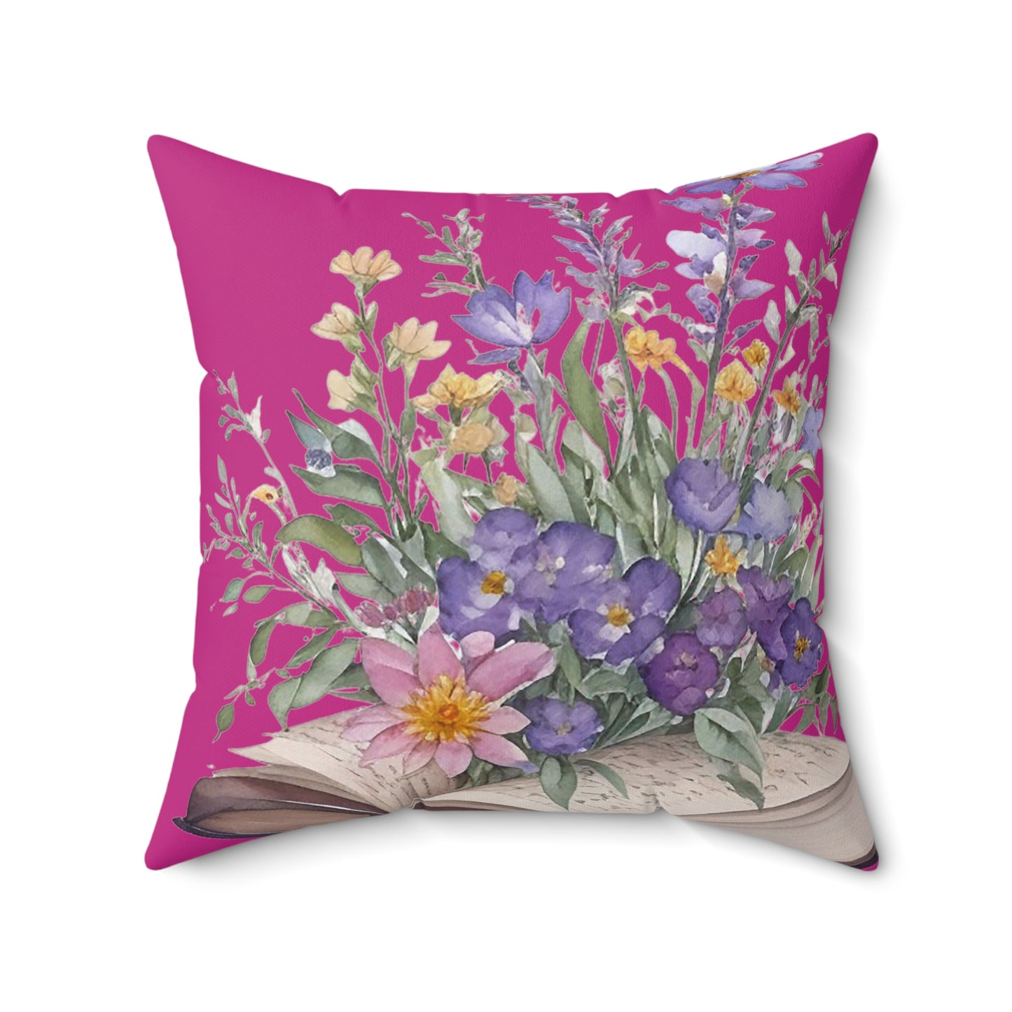 Pink Floral Book Square Pillow - JOURNAL VENUE