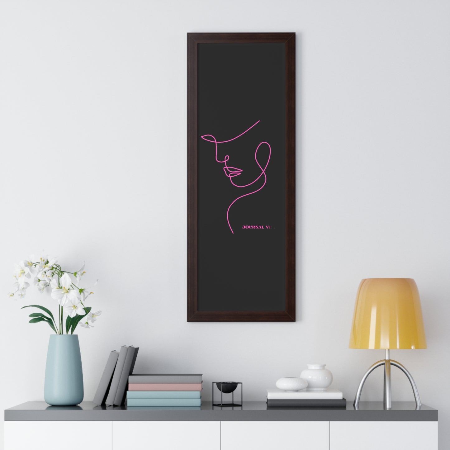 Pink Girl Framed Vertical Wall Art  Poster - JOURNAL VENUE