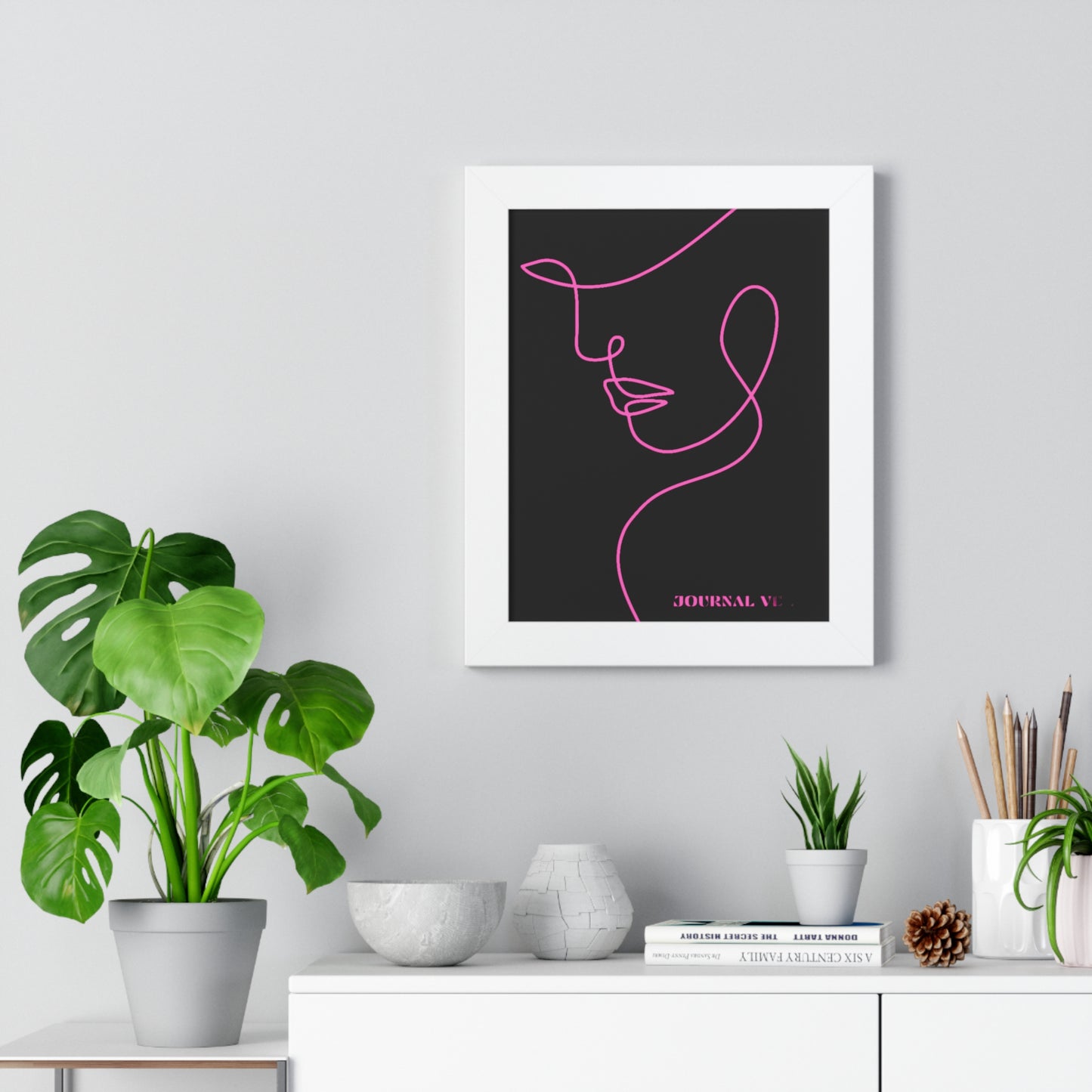 Pink Girl Framed Vertical Wall Art  Poster - JOURNAL VENUE