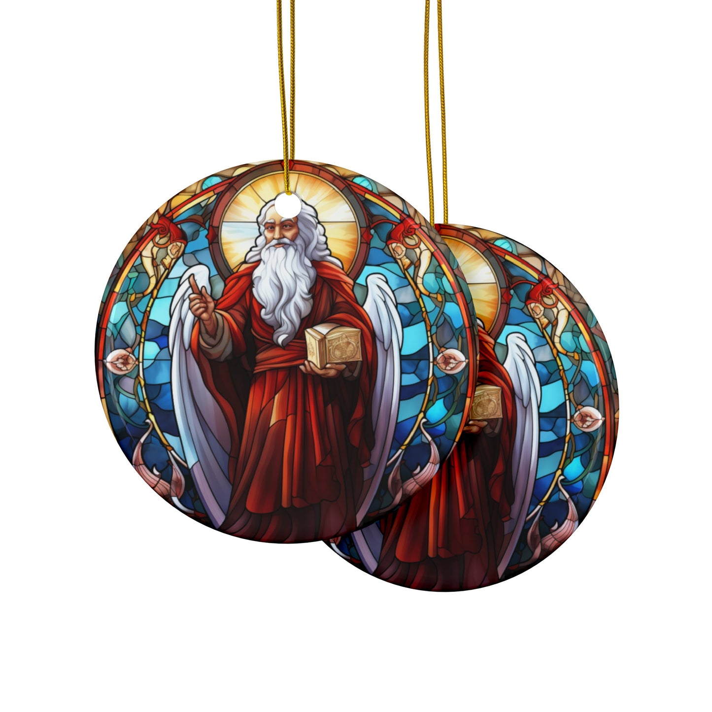 Stained Glass Angel Christmas Ceramic Ornaments