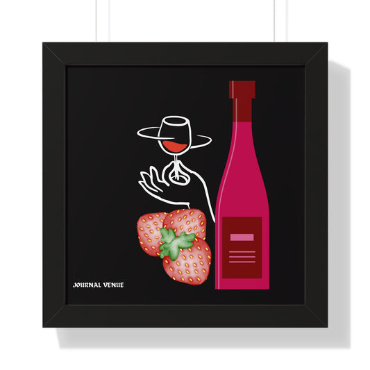 Strawberry Wine Tasting Framed Wall Art  Poster - JOURNAL VENUE