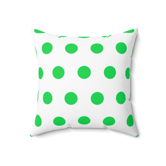 Two Tone Green Polka Dot Square Pillow - JOURNAL VENUE