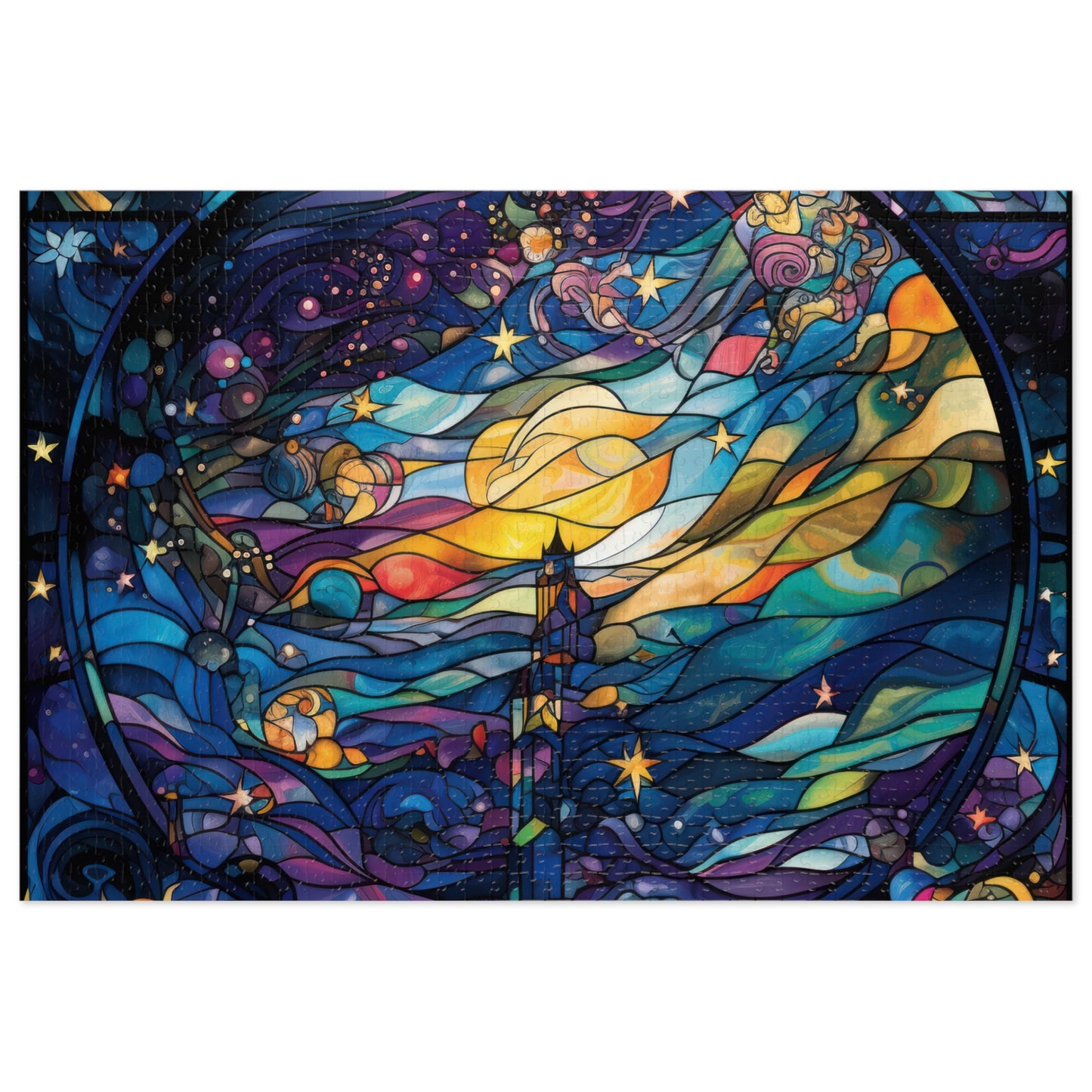 Starry Night Stained Glass Jigsaw Puzzle - JOURNAL VENUE