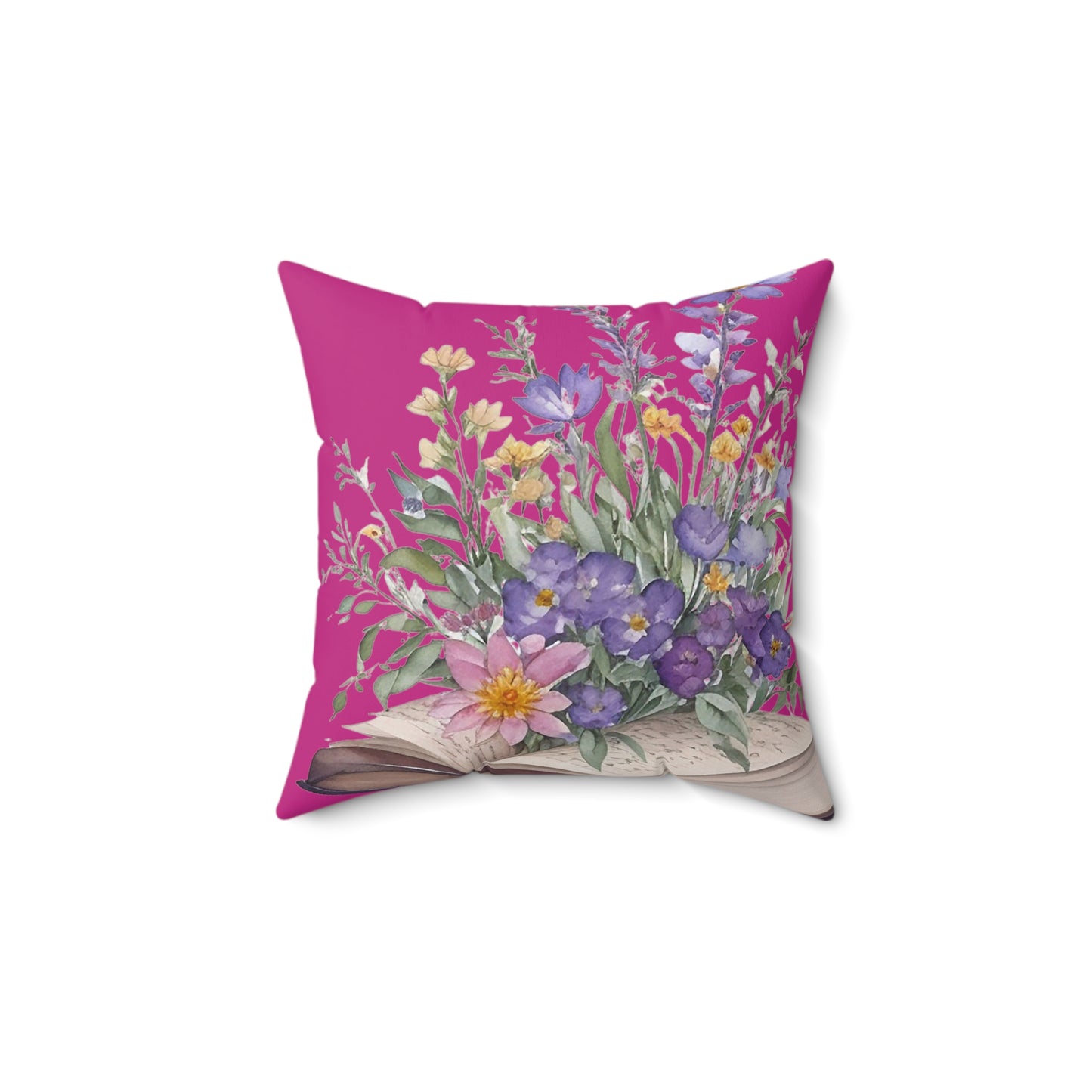 Pink Floral Book Square Pillow