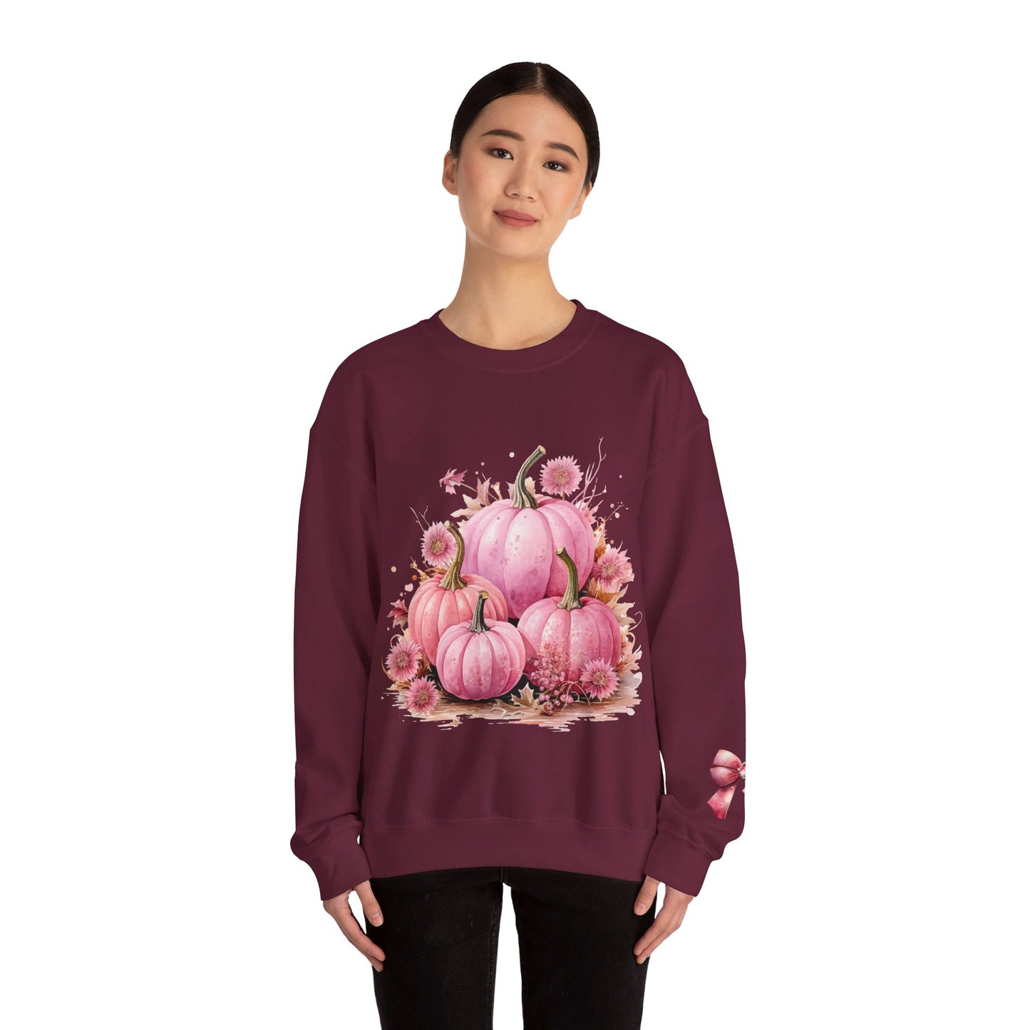 Pink Floral Pumpkin Crewneck Sweatshirt