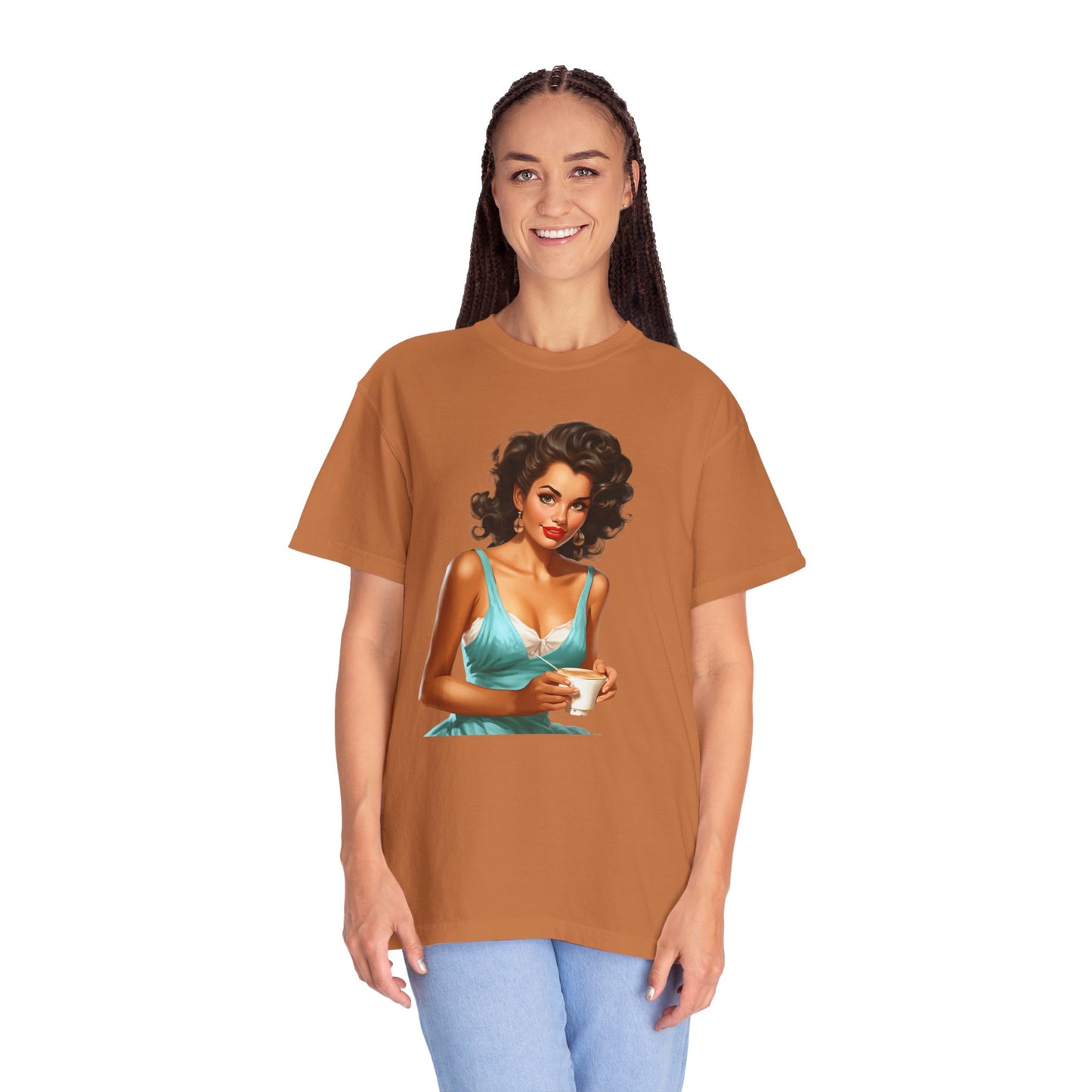 Cute Vintage Pin Up Coffee Girl T-shirt - JOURNAL VENUE