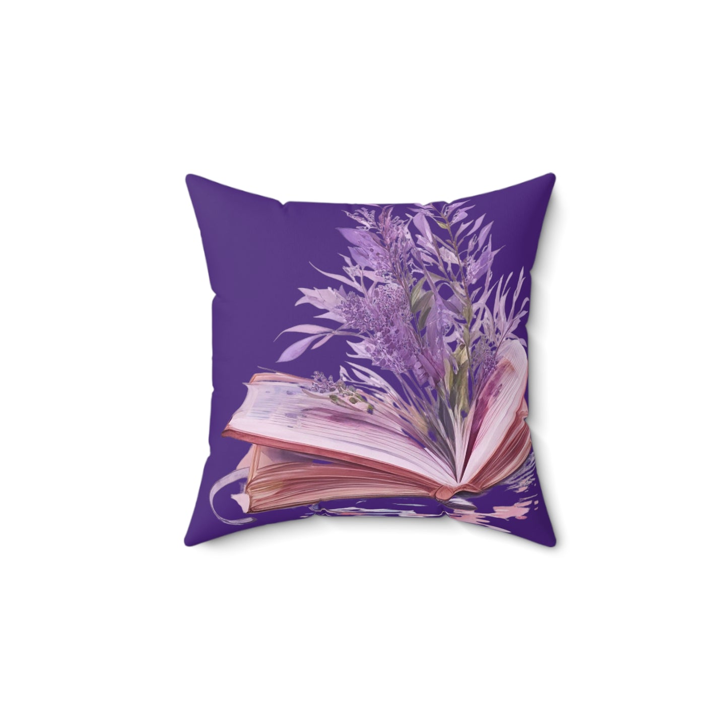 Royal Purple Floral Book Square Pillow