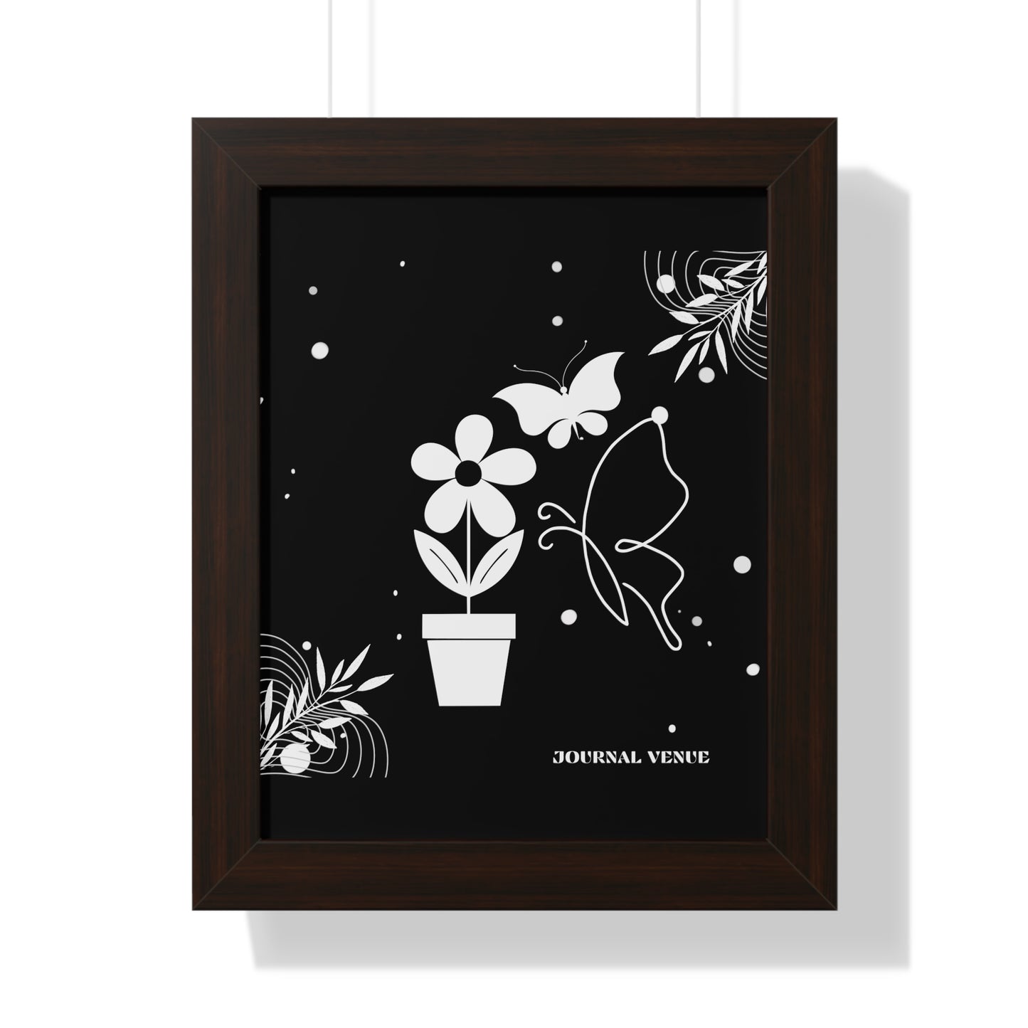 Butterfly & Flower Pot Framed Vertical Wall Art  Poster - JOURNAL VENUE