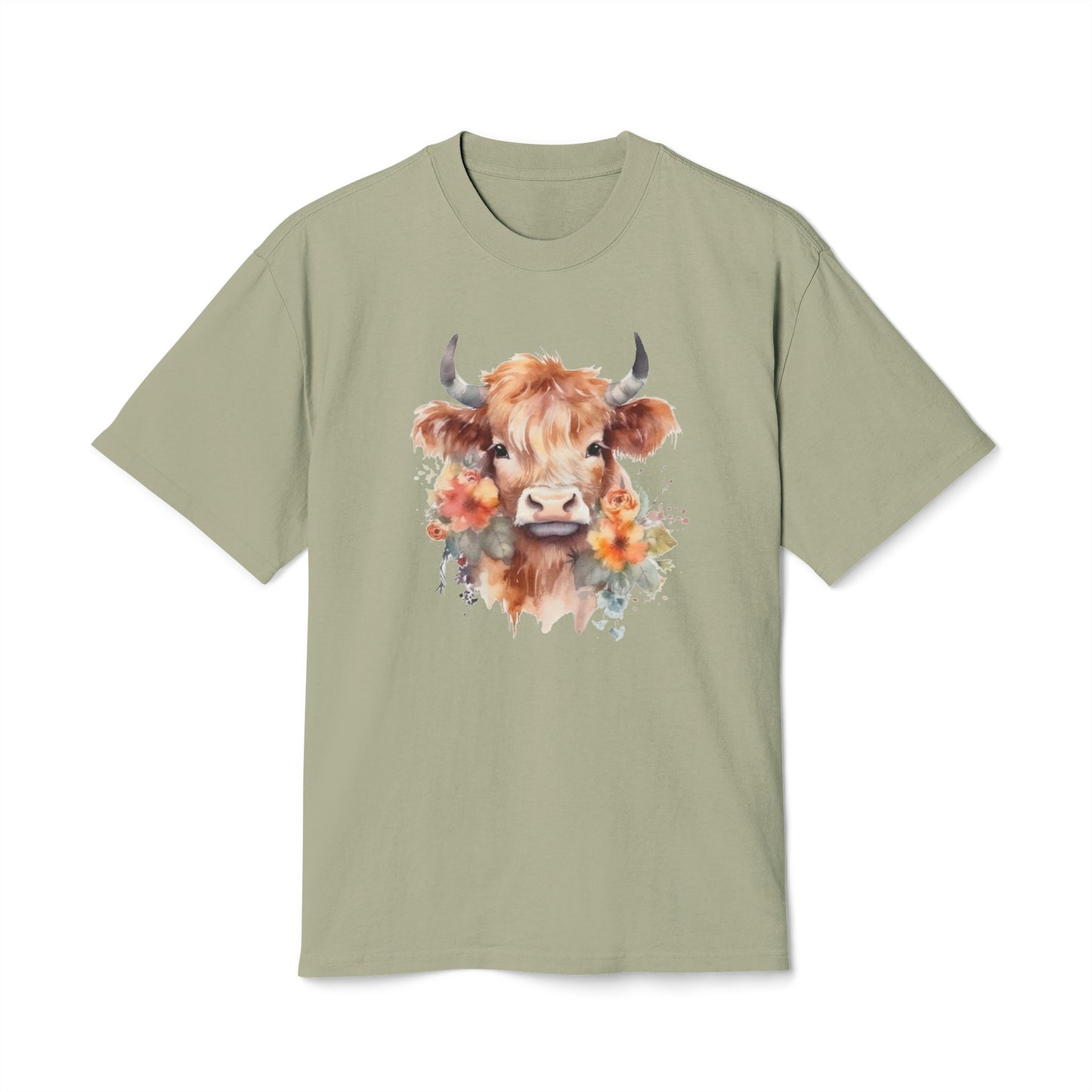 Floral Unisex Highland Cow Heavy Faded T Shirt - JOURNAL VENUE