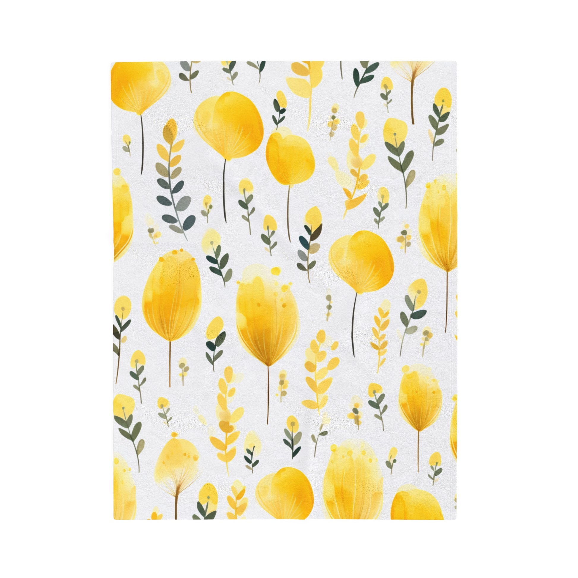 Yellow Floral Velveteen Plush Blanket - JOURNAL VENUE