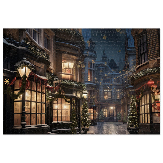 Vintage Christmas Street Night Jigsaw Puzzle - JOURNAL VENUE