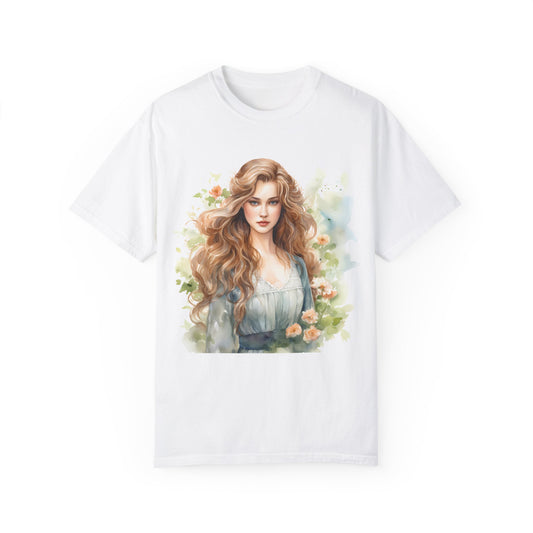 Floral Vintage Girl T-shirt - White Front - JOURNAL VENUE