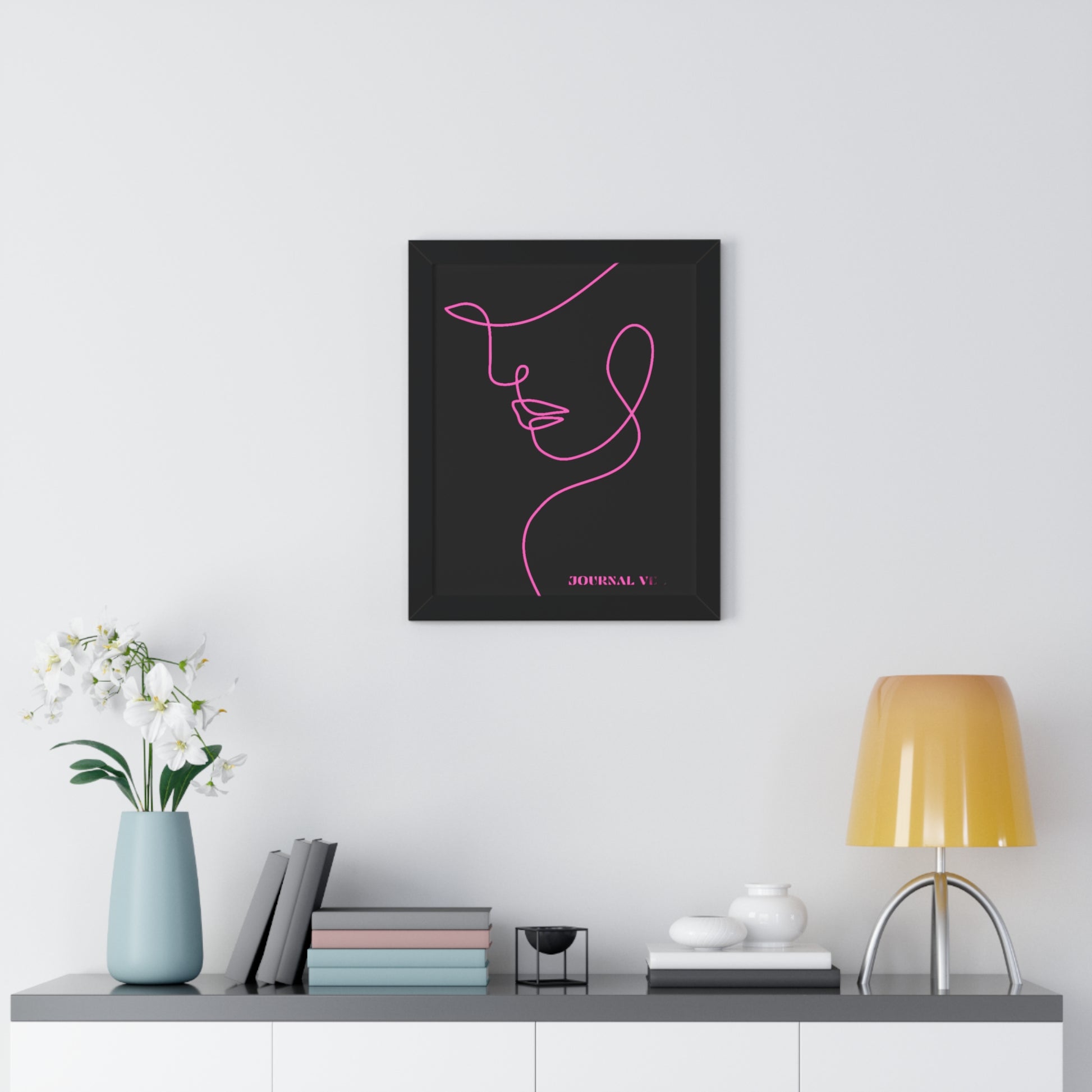 Pink Girl Framed Vertical Wall Art  Poster - JOURNAL VENUE