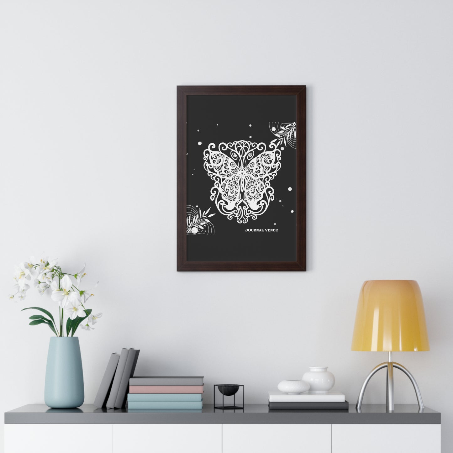 Ethereal Royal Butterfly Framed Vertical Wall Art Poster - JOURNAL VENUE