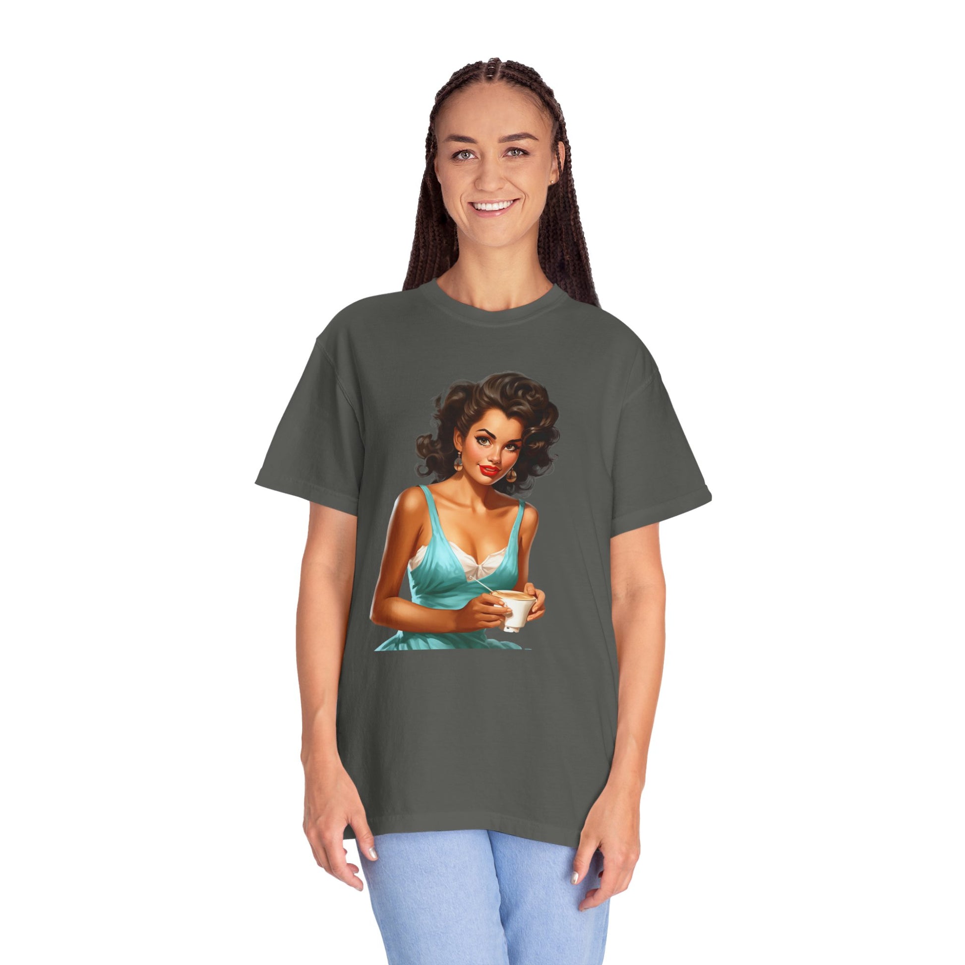 Cute Vintage Pin Up Coffee Girl T-shirt - JOURNAL VENUE