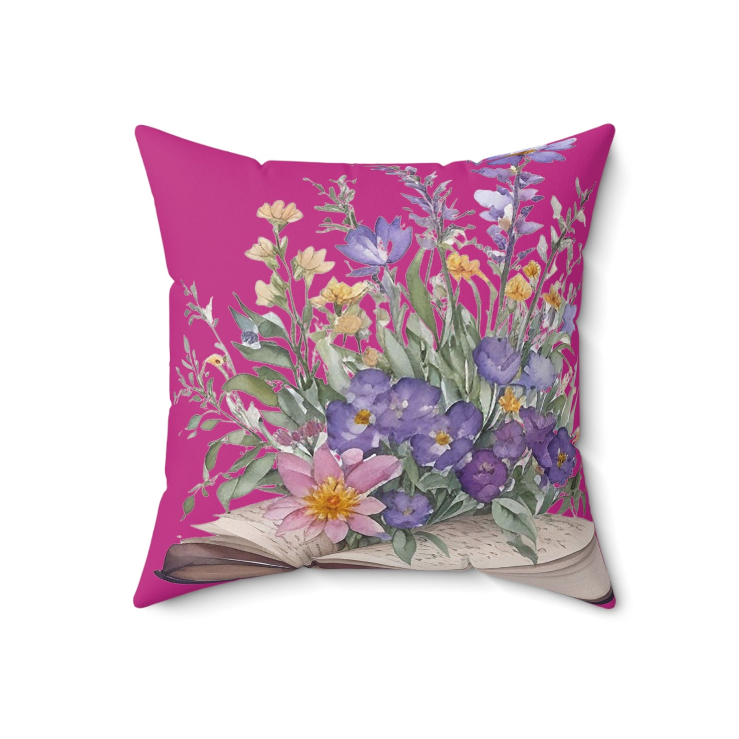 Pink Floral Book Square Pillow