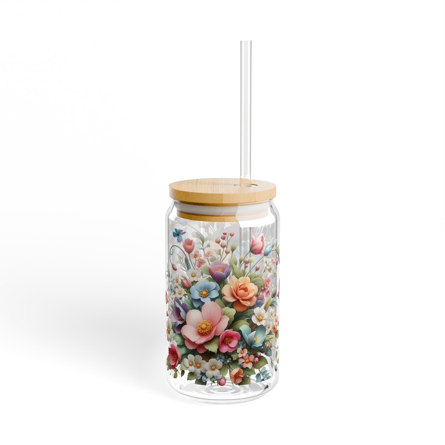 Spring Floral Coffee Glass Tumbler, 16oz - JOURNAL VENUE