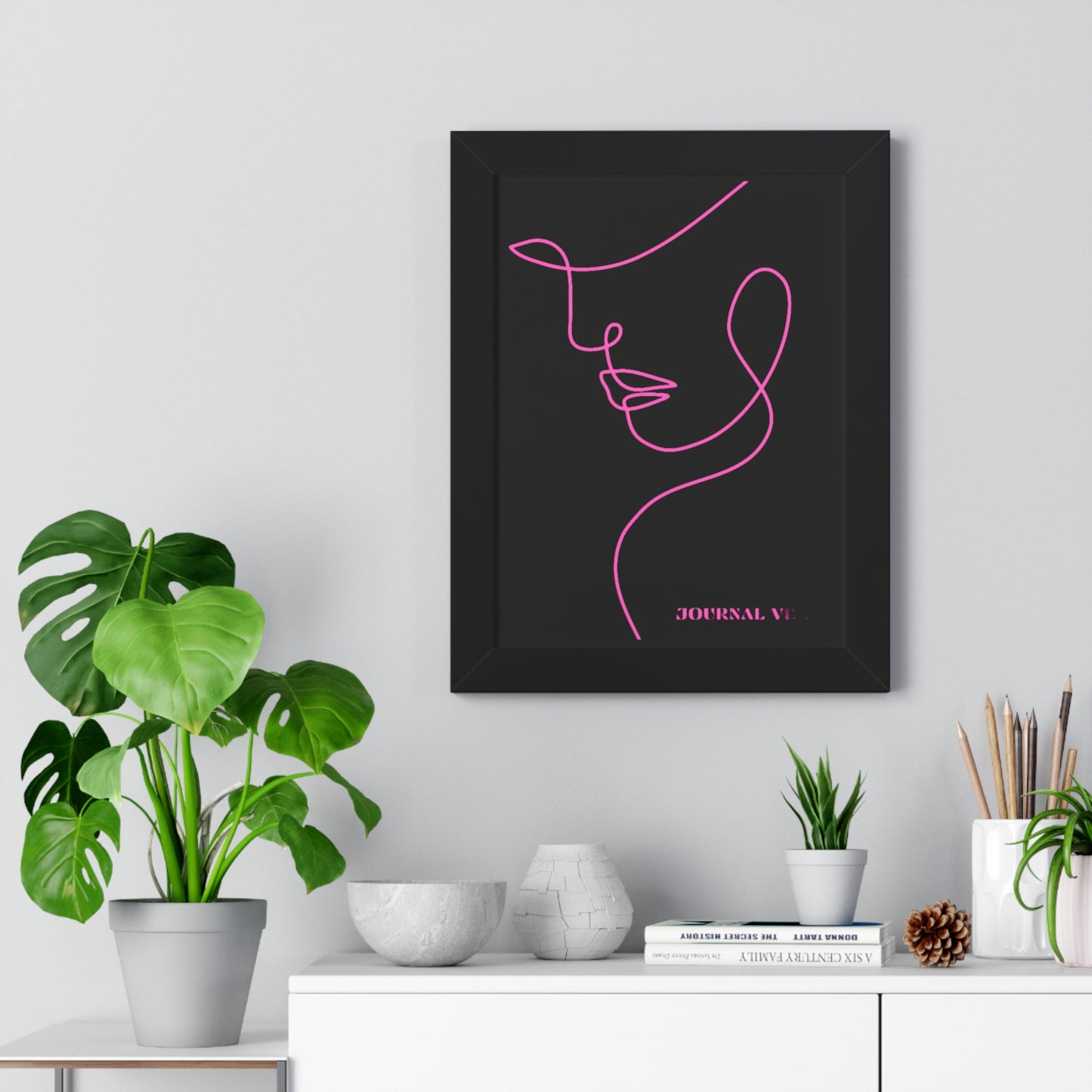 Pink Girl Framed Vertical Wall Art  Poster - JOURNAL VENUE