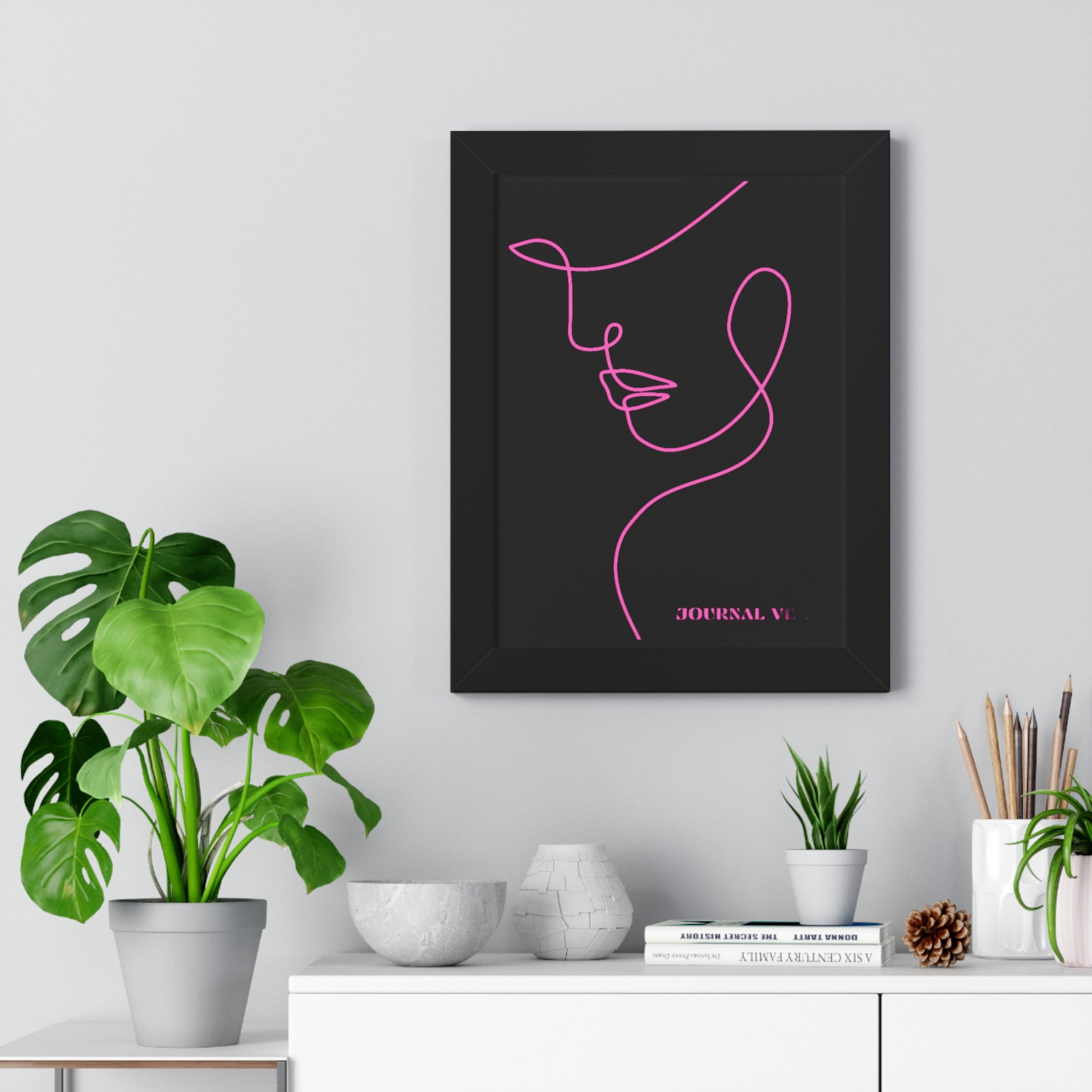 Pink Girl Framed Vertical Wall Art  Poster - JOURNAL VENUE