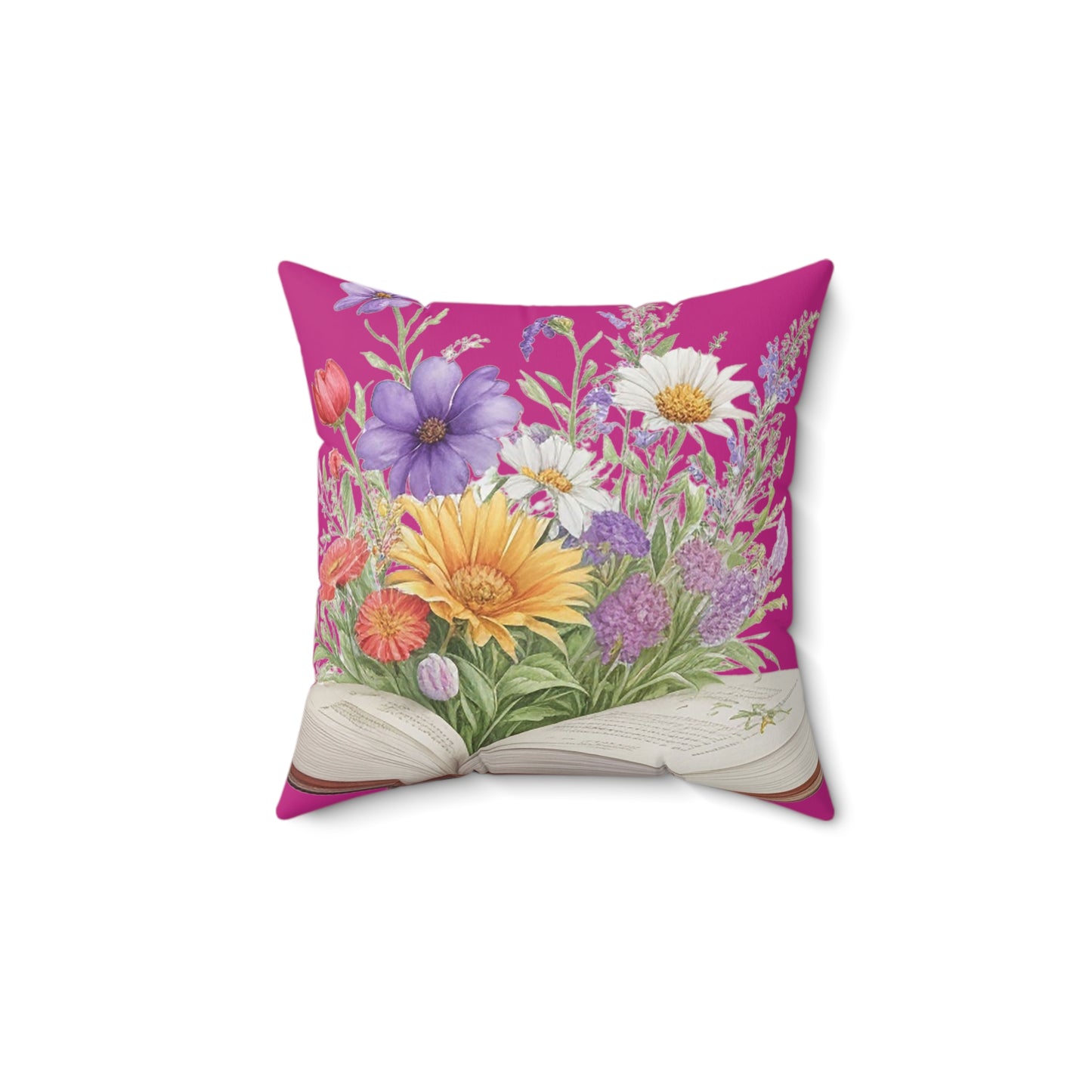 Pink Coquette & Floral Book Square Pillow