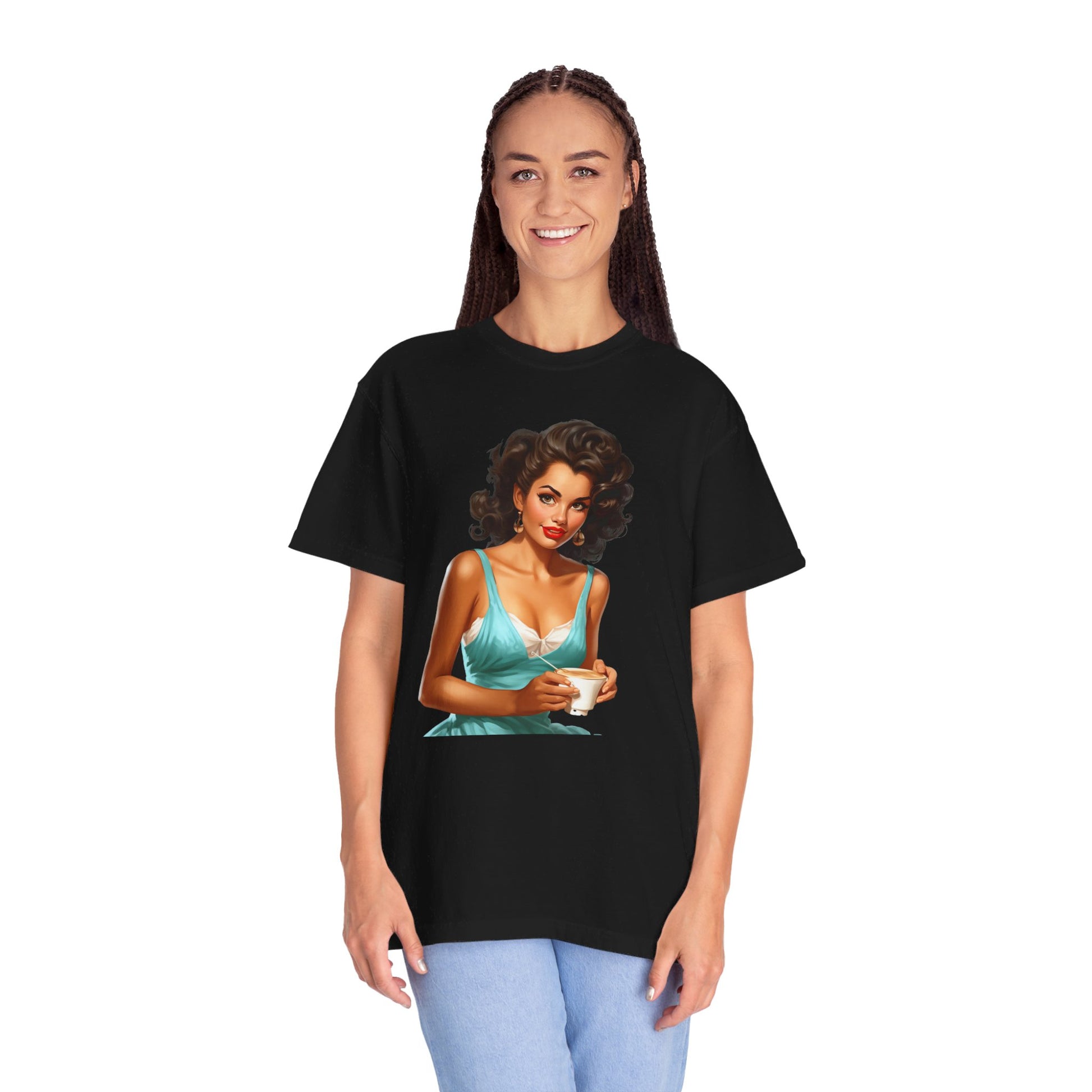 Cute Vintage Pin Up Coffee Girl T-shirt - JOURNAL VENUE