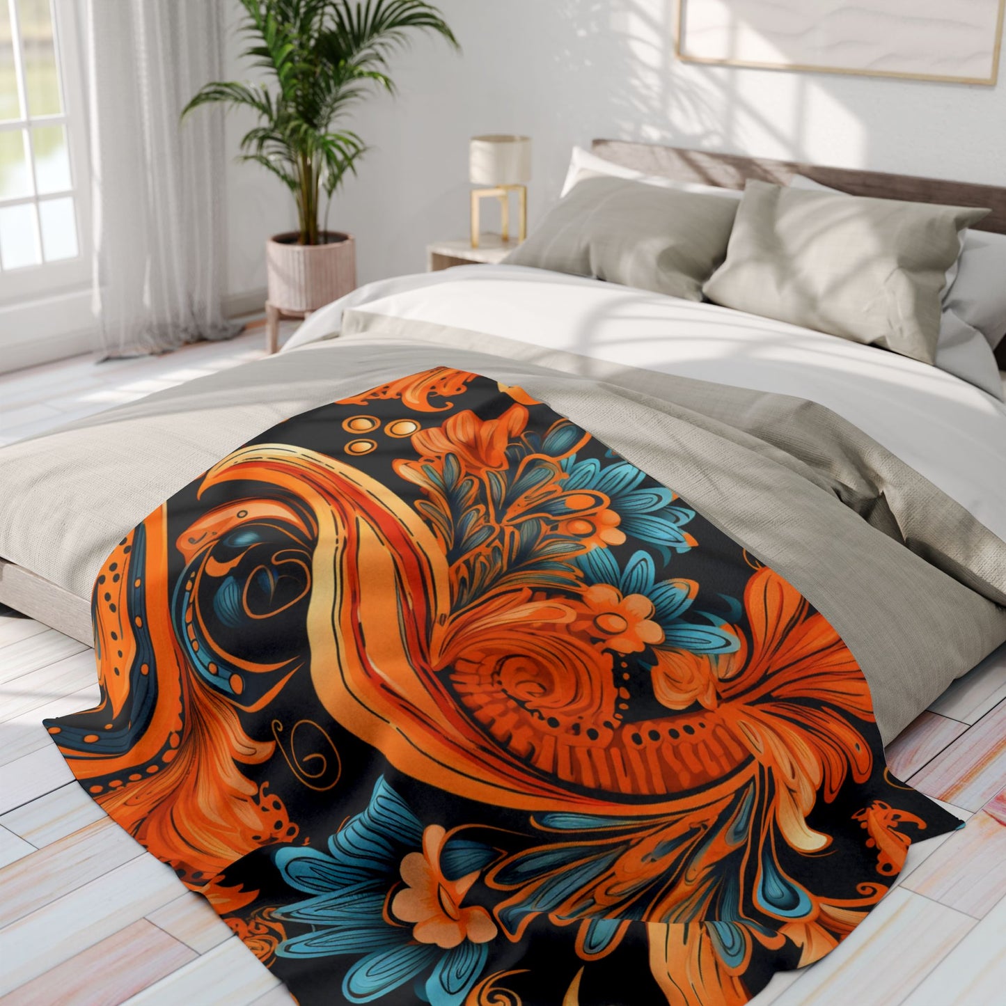 Autumn Boho Paisley Arctic Fleece Blanket