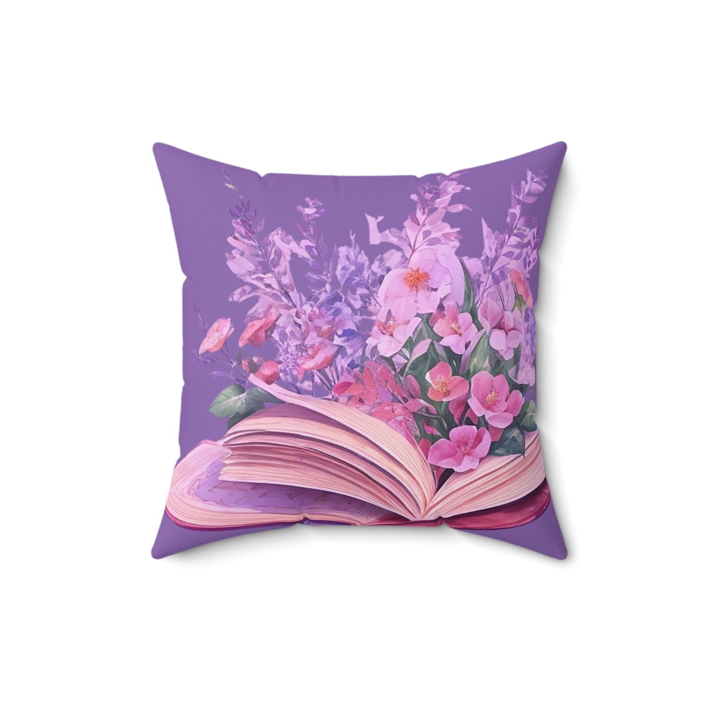 Purple Floral Book Square Pillow