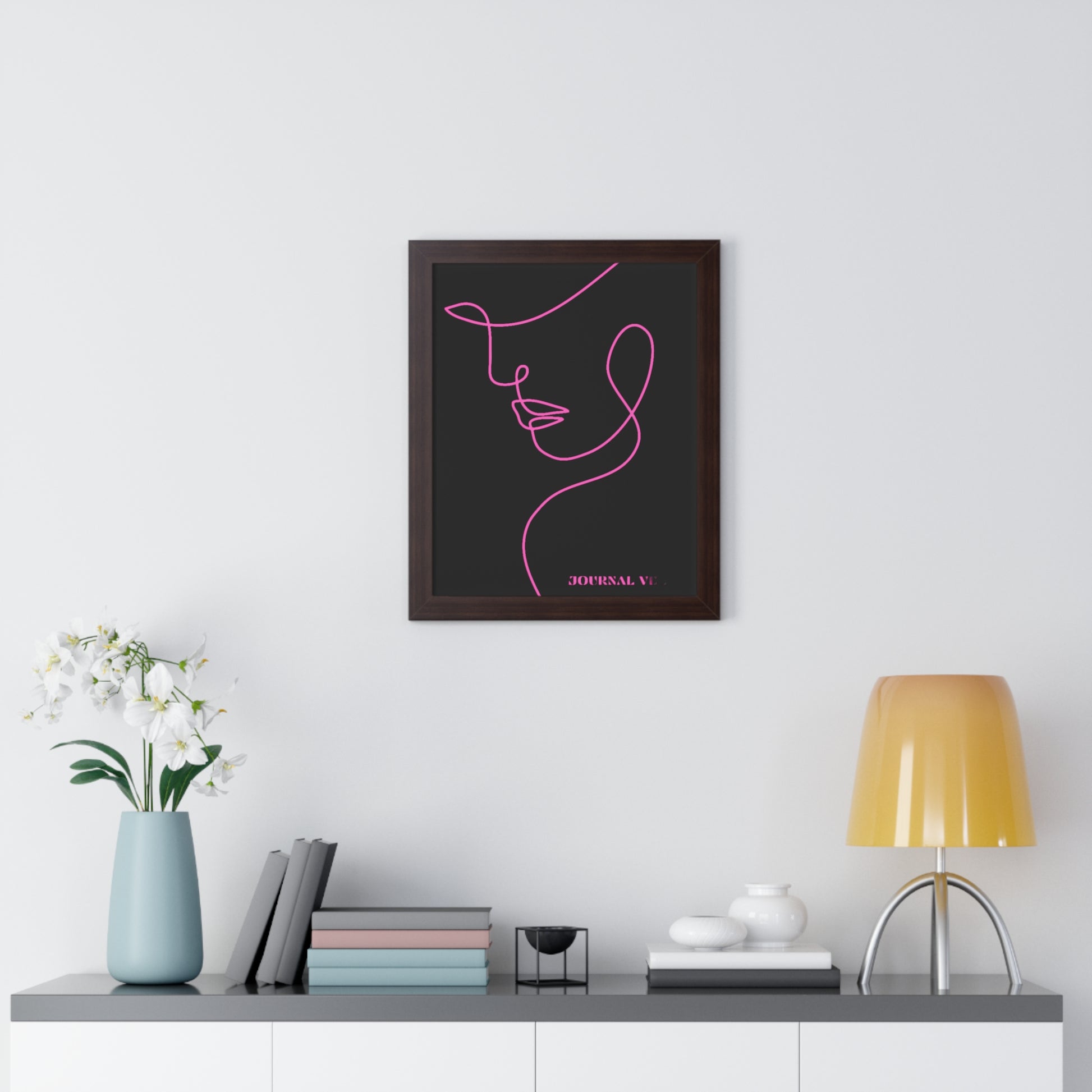 Pink Girl Framed Vertical Wall Art  Poster - JOURNAL VENUE