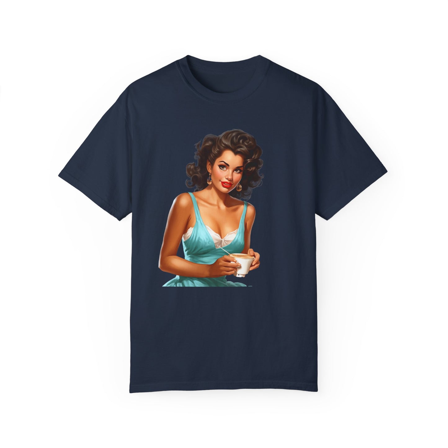 Cute Vintage Pin Up Coffee Girl T-shirt - JOURNAL VENUE