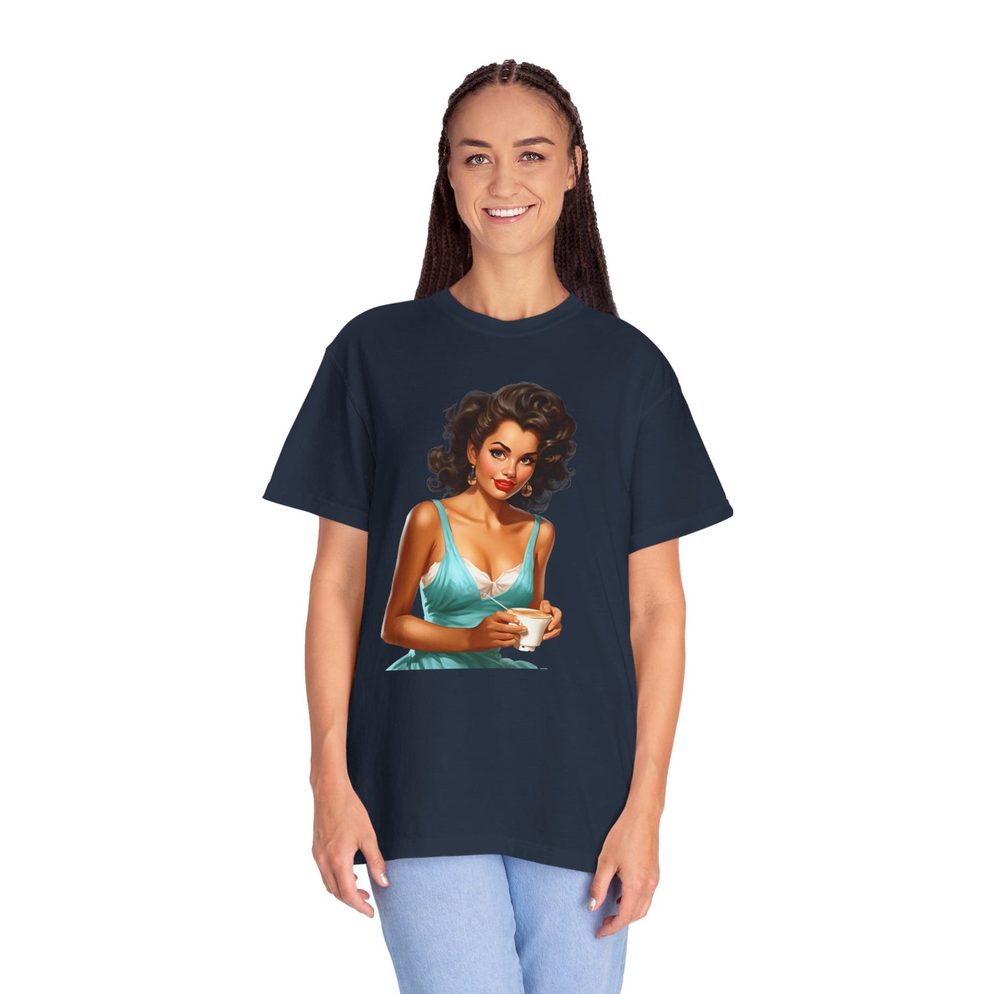 Cute Vintage Pin Up Coffee Girl T-shirt - JOURNAL VENUE