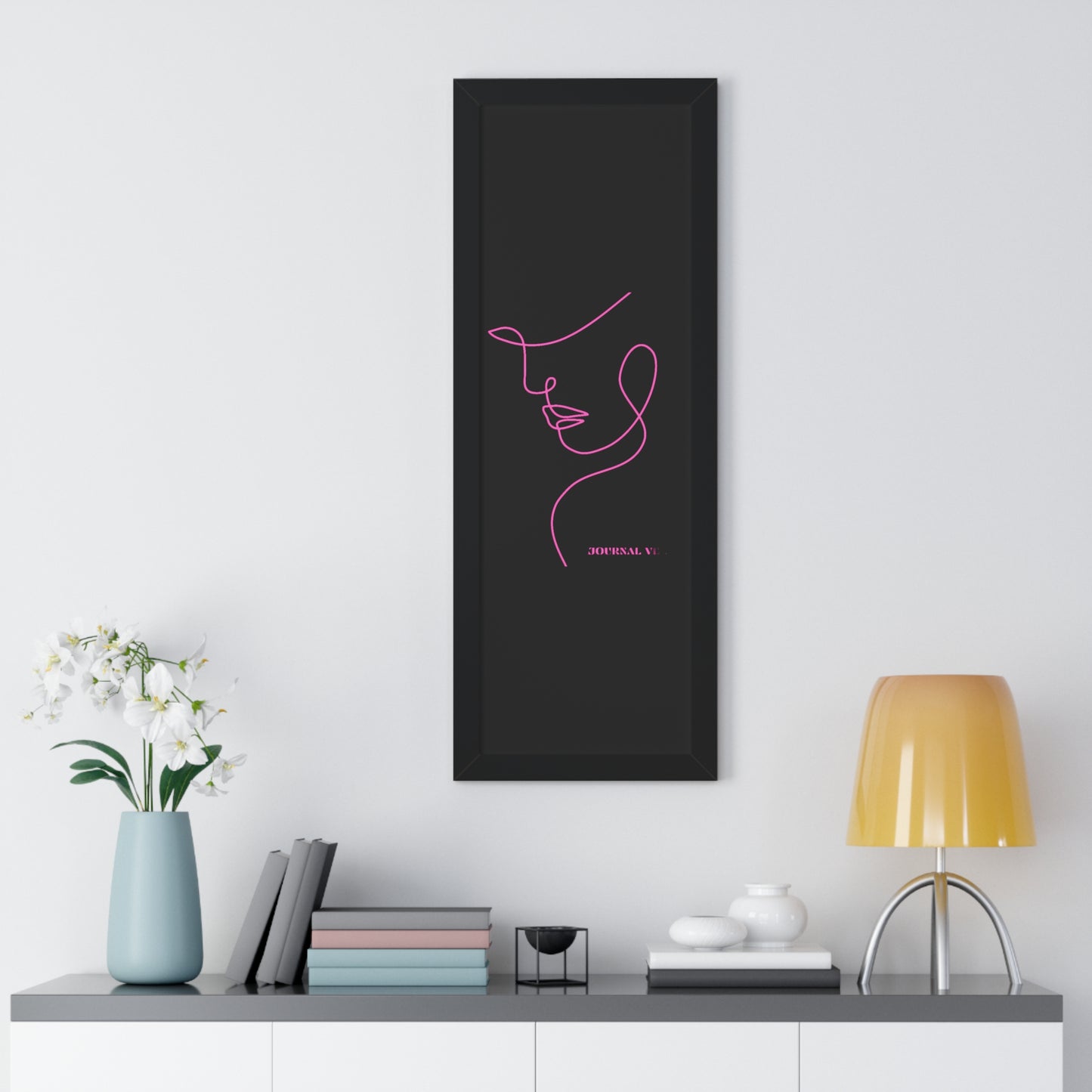 Pink Girl Framed Vertical Wall Art  Poster - JOURNAL VENUE