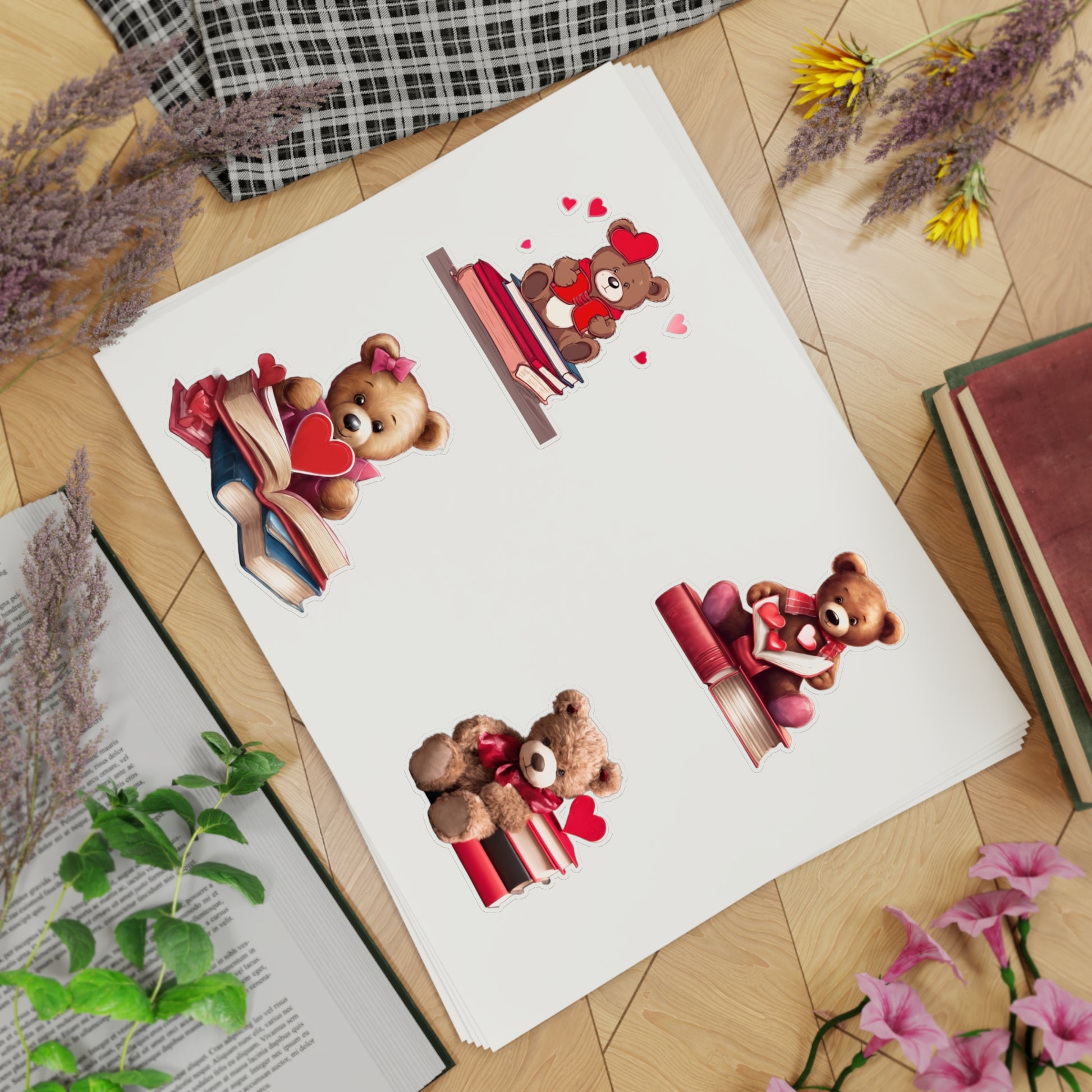 Bear Reading Book Sticker Sheet Bundle - JOURNAL VENUE