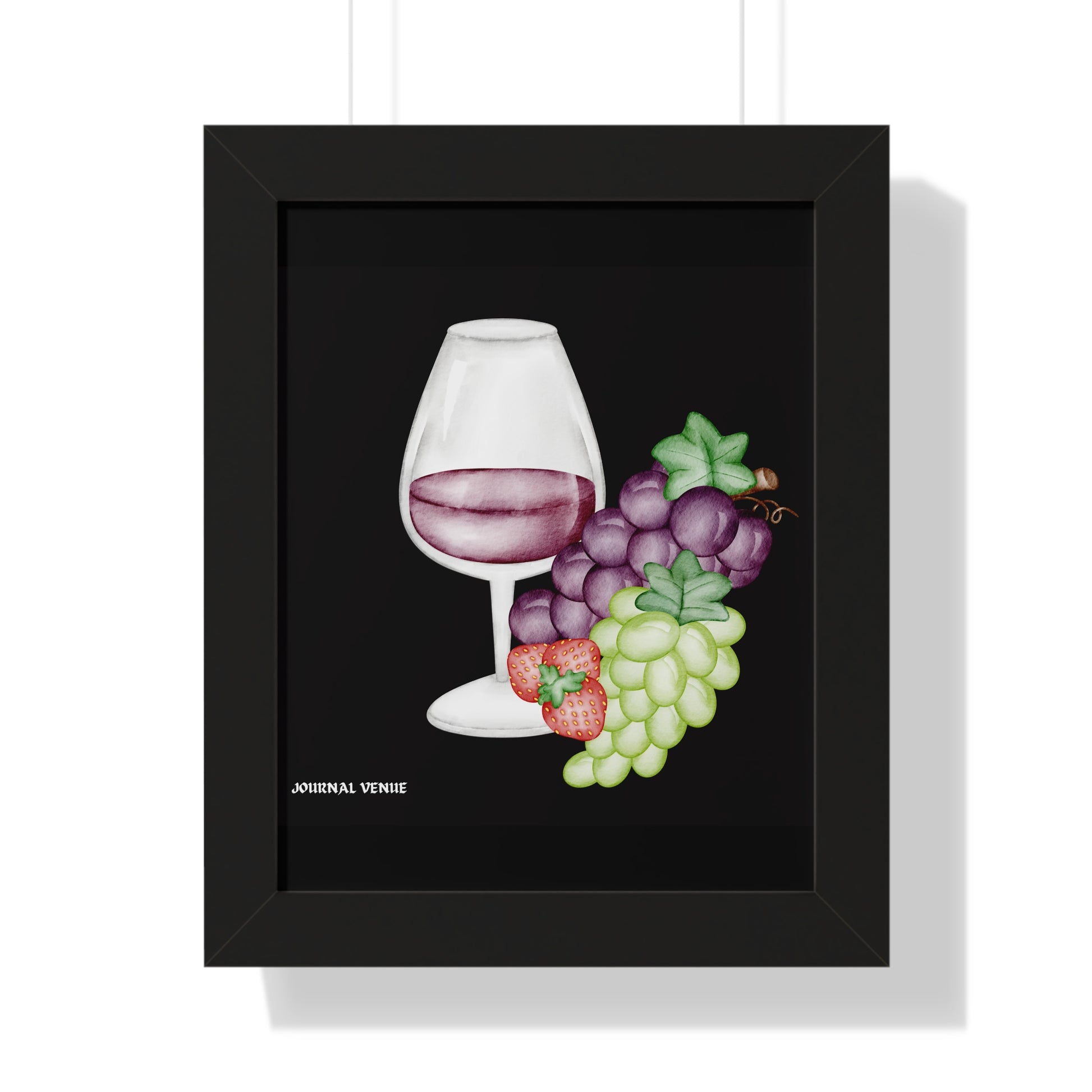 Glass of Wine and Grapes Framed Wall Art  Poster - JOURNAL VENUE